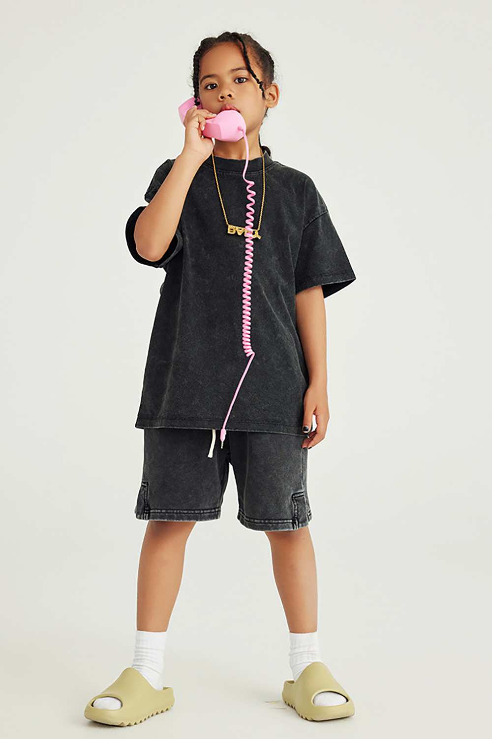 Kids' Euro-American Style Wax-Dyed Washed Tee - Spring/Summer Collection