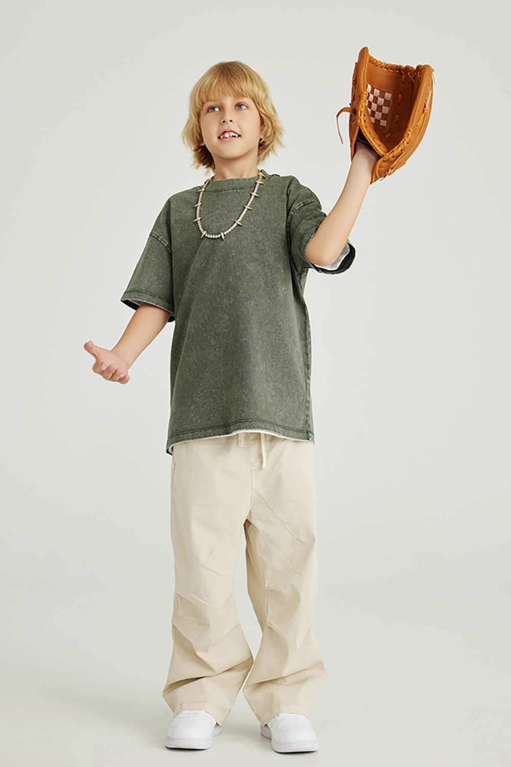 Kids' Euro-American Style Wax-Dyed Washed Tee - Spring/Summer Collection