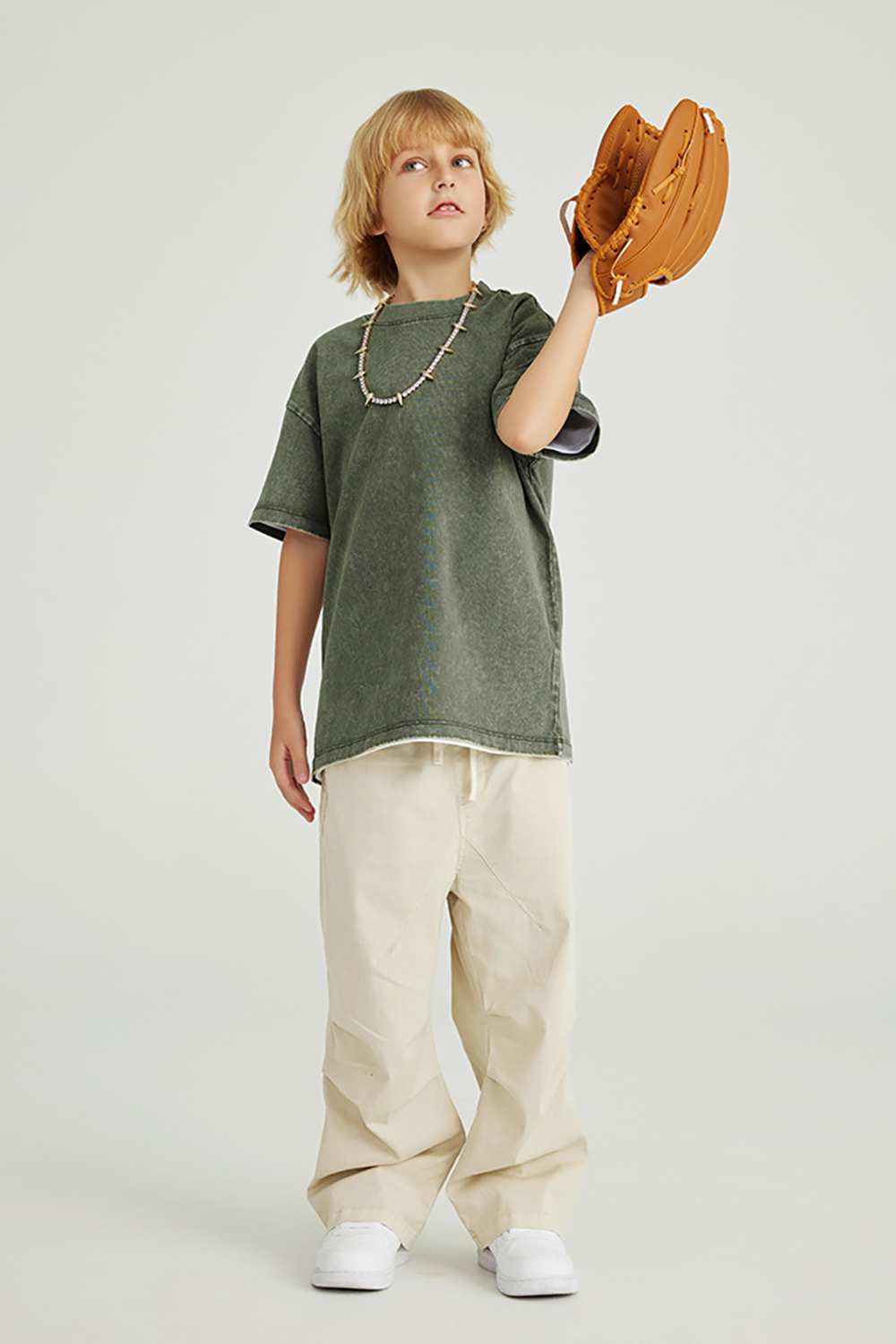Kids' Euro-American Style Wax-Dyed Washed Tee - Spring/Summer Collection