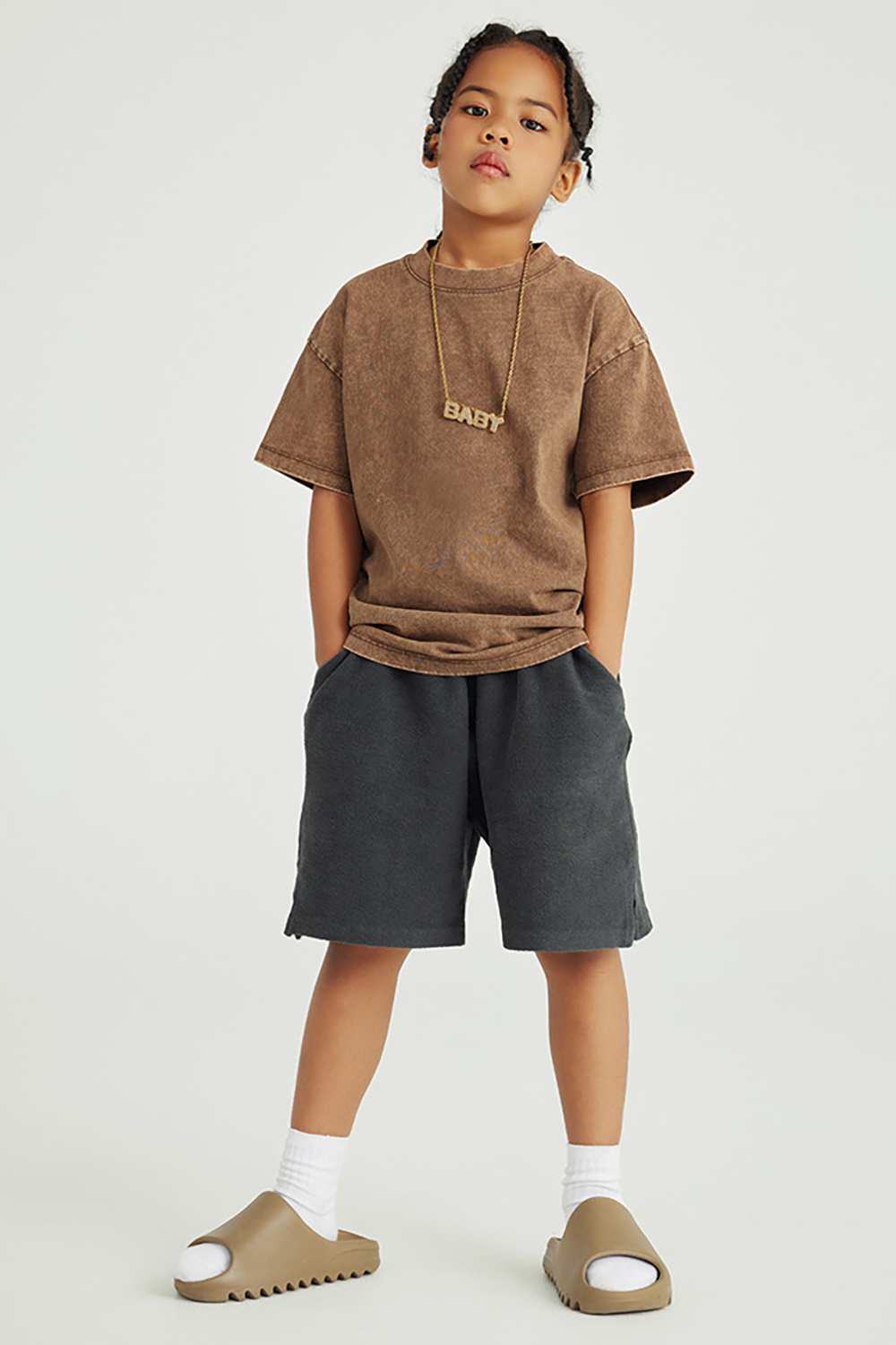 Kids' Euro-American Style Wax-Dyed Washed Tee - Spring/Summer Collection