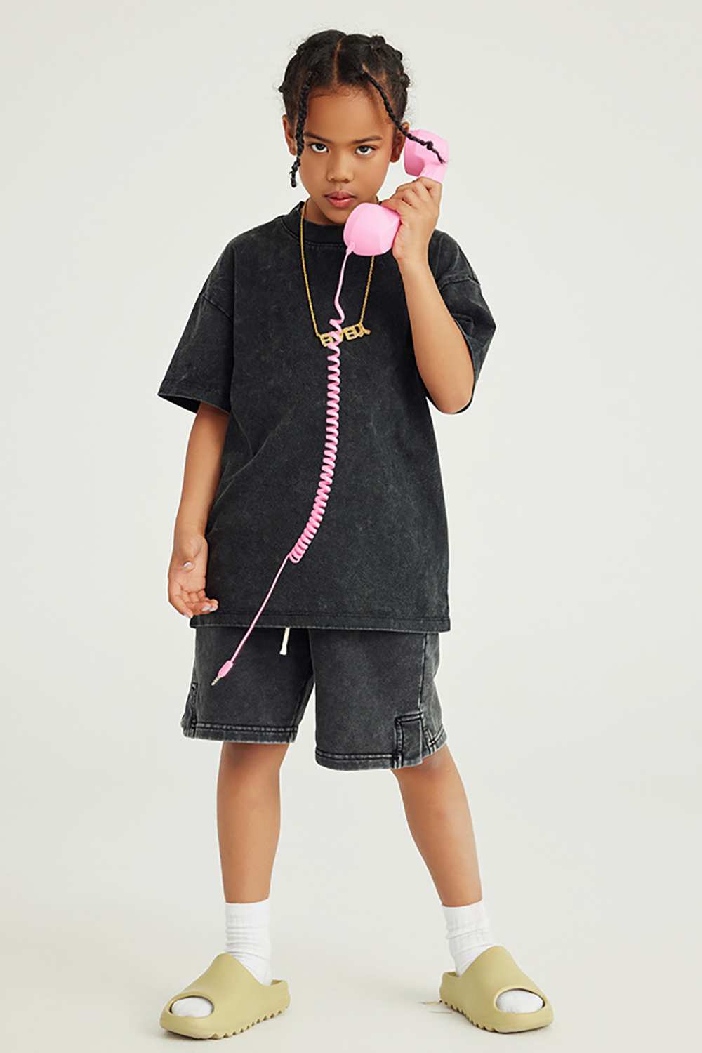 Kids' Euro-American Style Wax-Dyed Washed Tee - Spring/Summer Collection