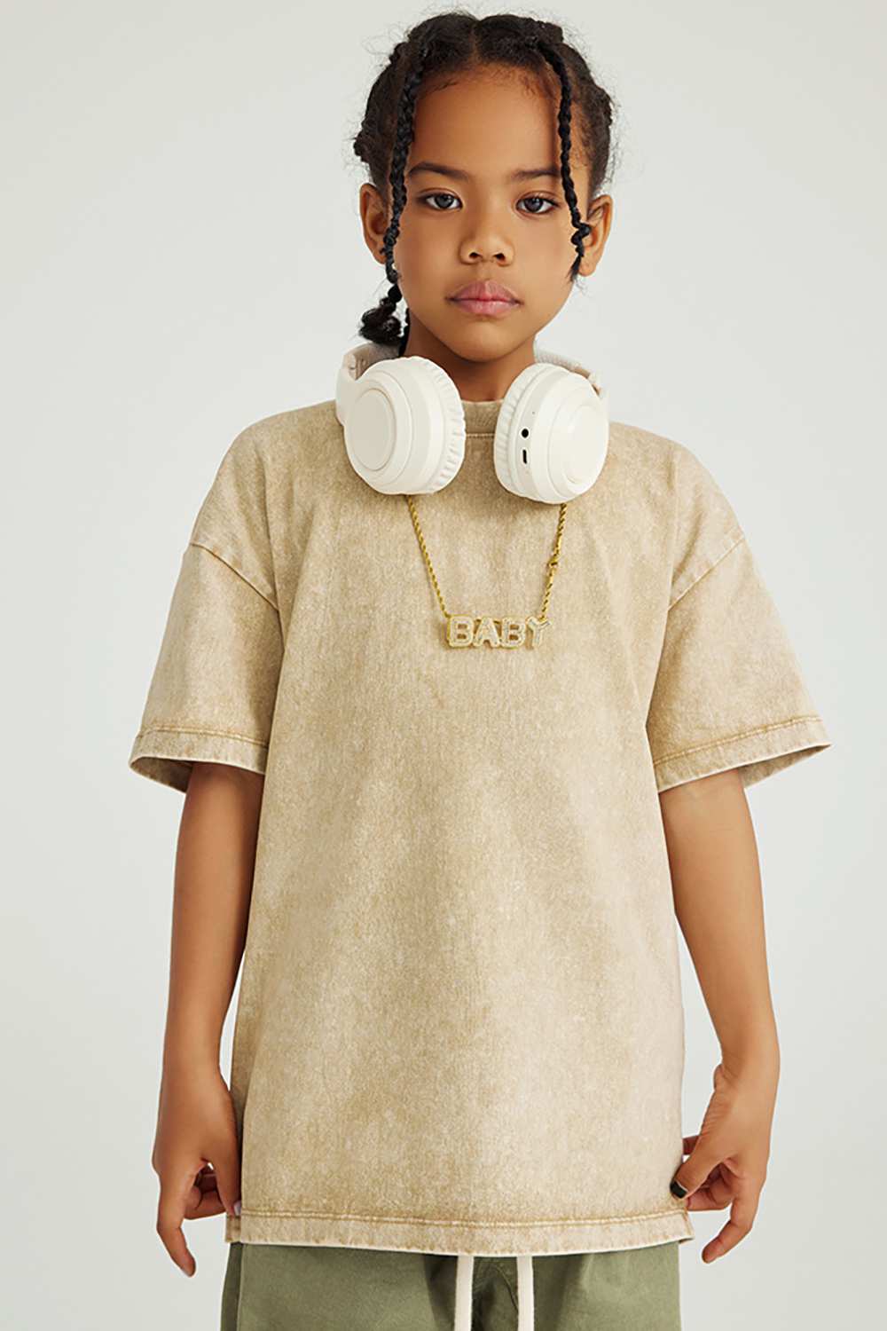 Kids' Euro-American Style Wax-Dyed Washed Tee - Spring/Summer Collection