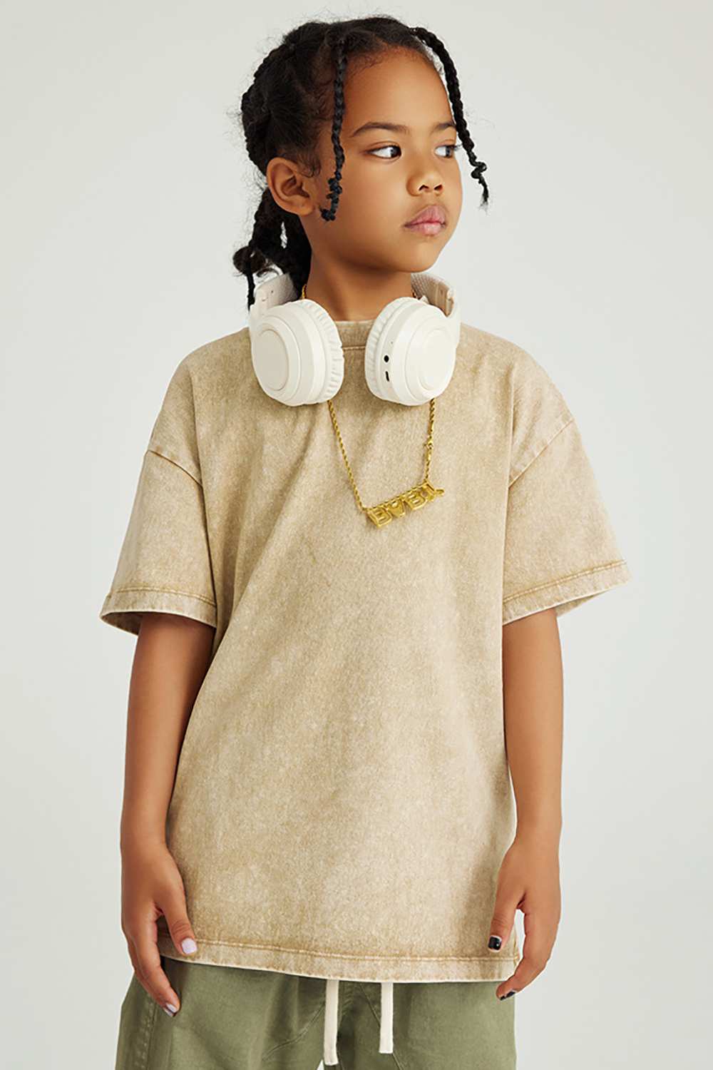 Kids' Euro-American Style Wax-Dyed Washed Tee - Spring/Summer Collection