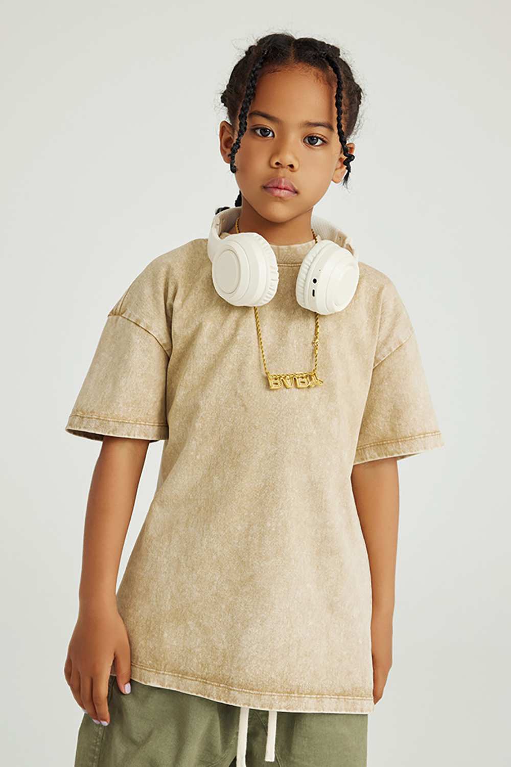 Kids' Euro-American Style Wax-Dyed Washed Tee - Spring/Summer Collection