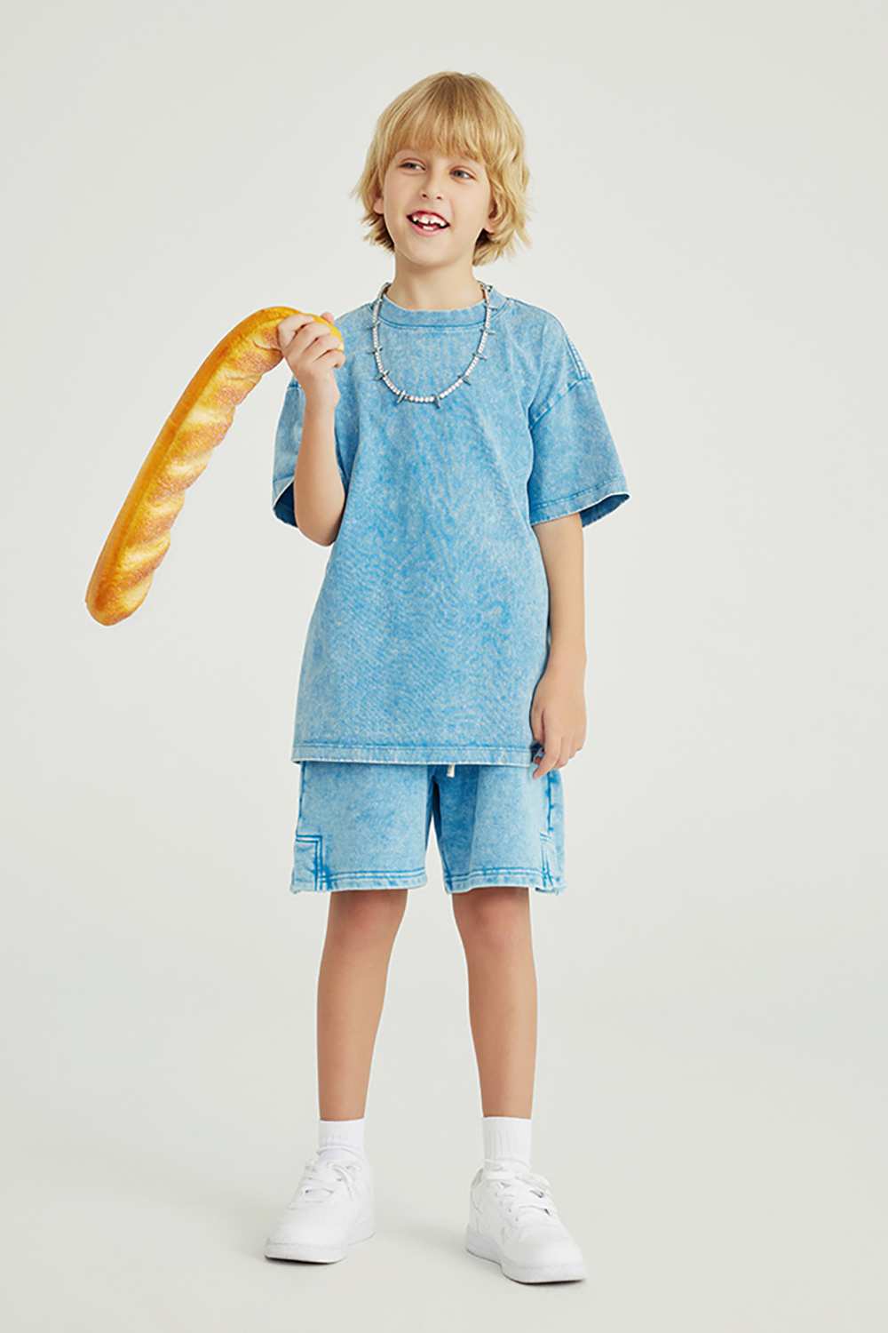 Kids' Euro-American Style Wax-Dyed Washed Tee - Spring/Summer Collection