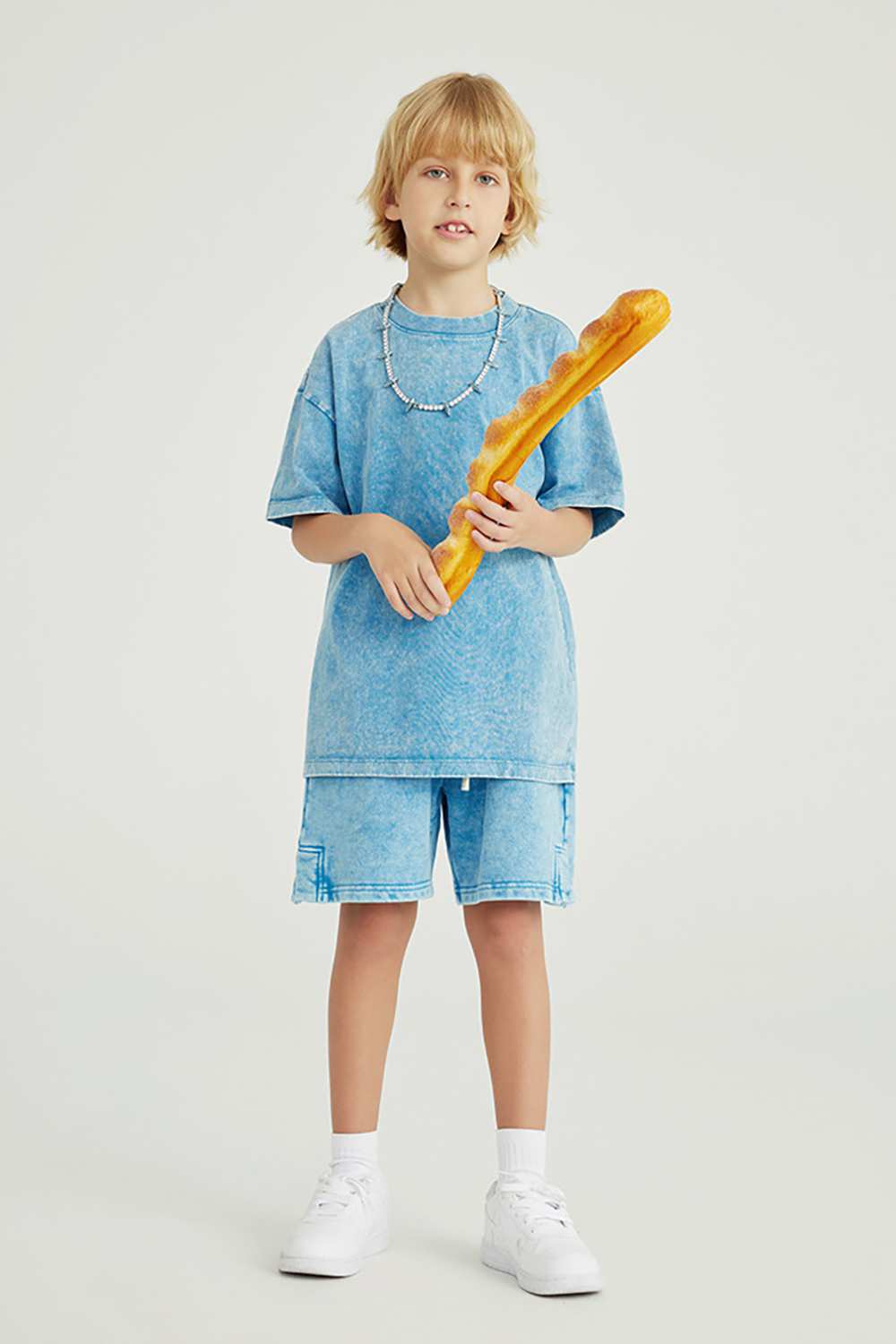 Kids' Euro-American Style Wax-Dyed Washed Tee - Spring/Summer Collection