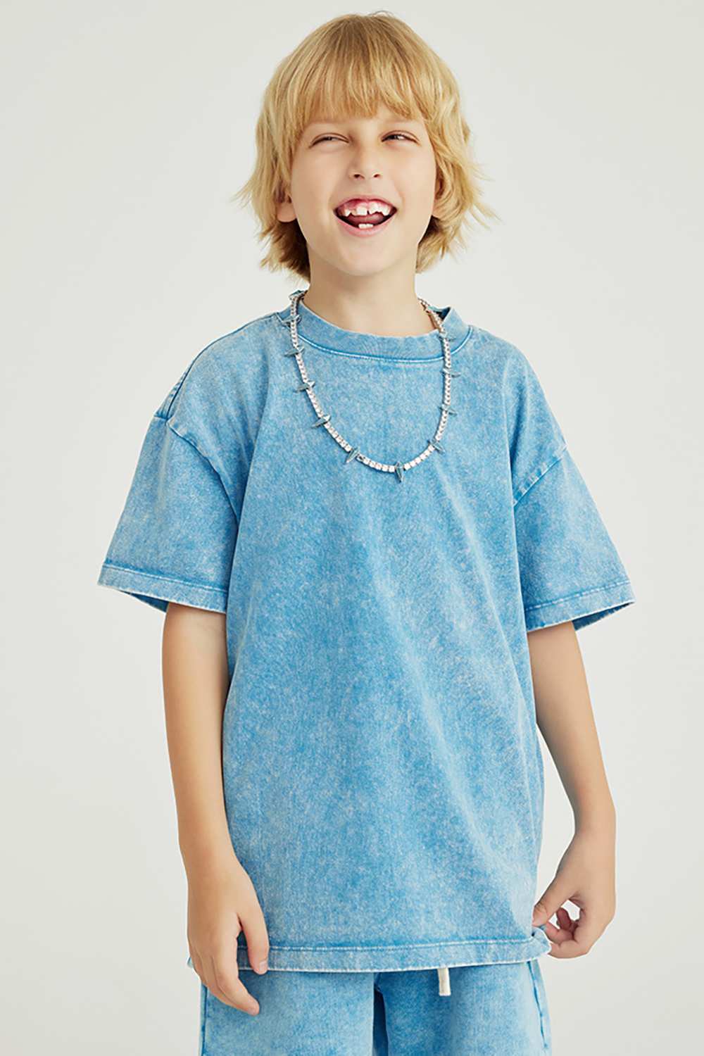 Kids' Euro-American Style Wax-Dyed Washed Tee - Spring/Summer Collection