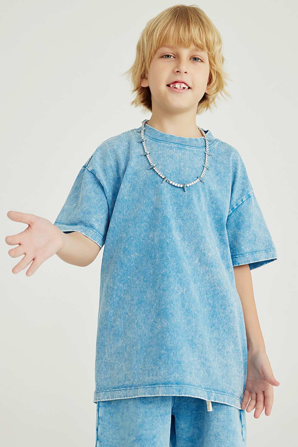 Kids' Euro-American Style Wax-Dyed Washed Tee - Spring/Summer Collection