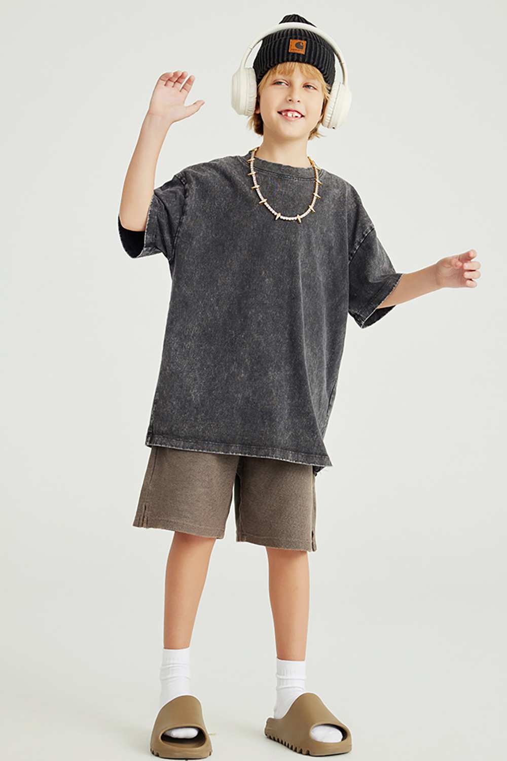 Kids' Euro-American Style Wax-Dyed Washed Tee - Spring/Summer Collection