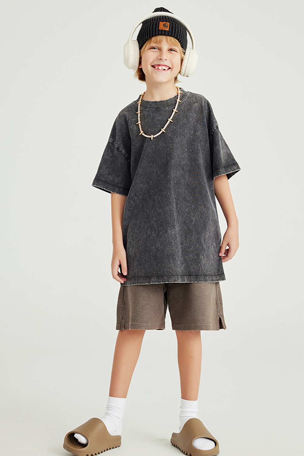 Kids' Euro-American Style Wax-Dyed Washed Tee - Spring/Summer Collection