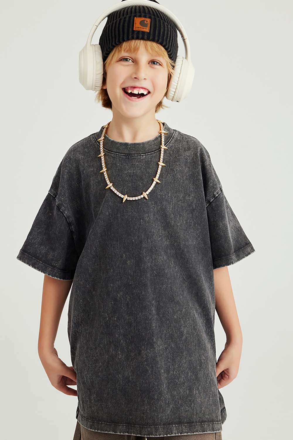 Kids' Euro-American Style Wax-Dyed Washed Tee - Spring/Summer Collection