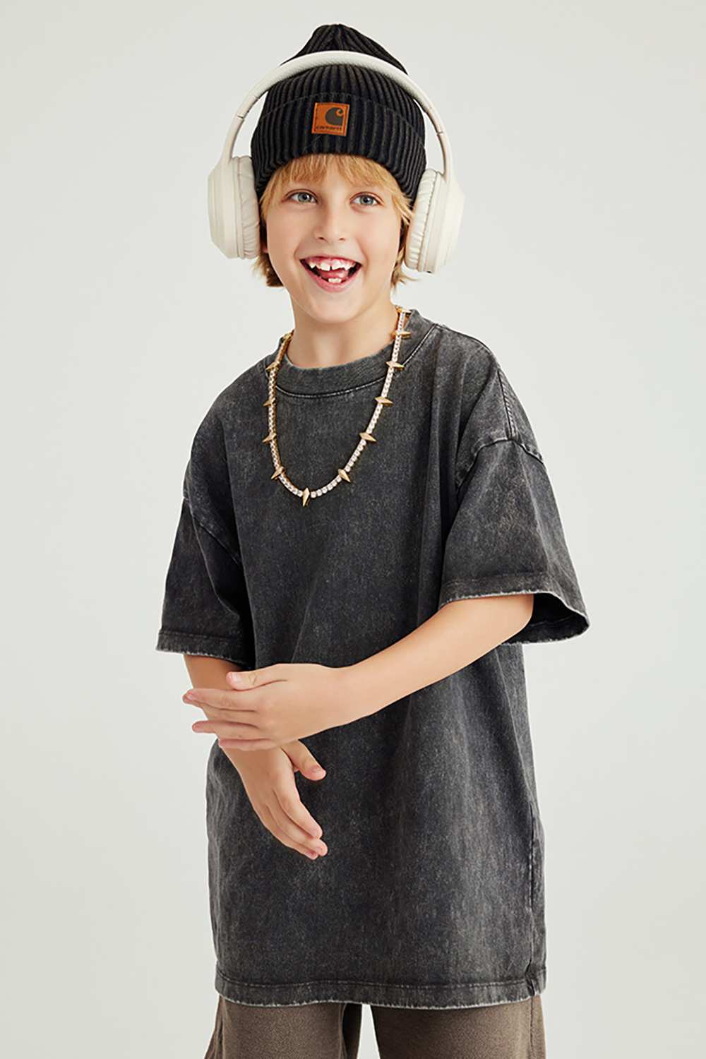 Kids' Euro-American Style Wax-Dyed Washed Tee - Spring/Summer Collection