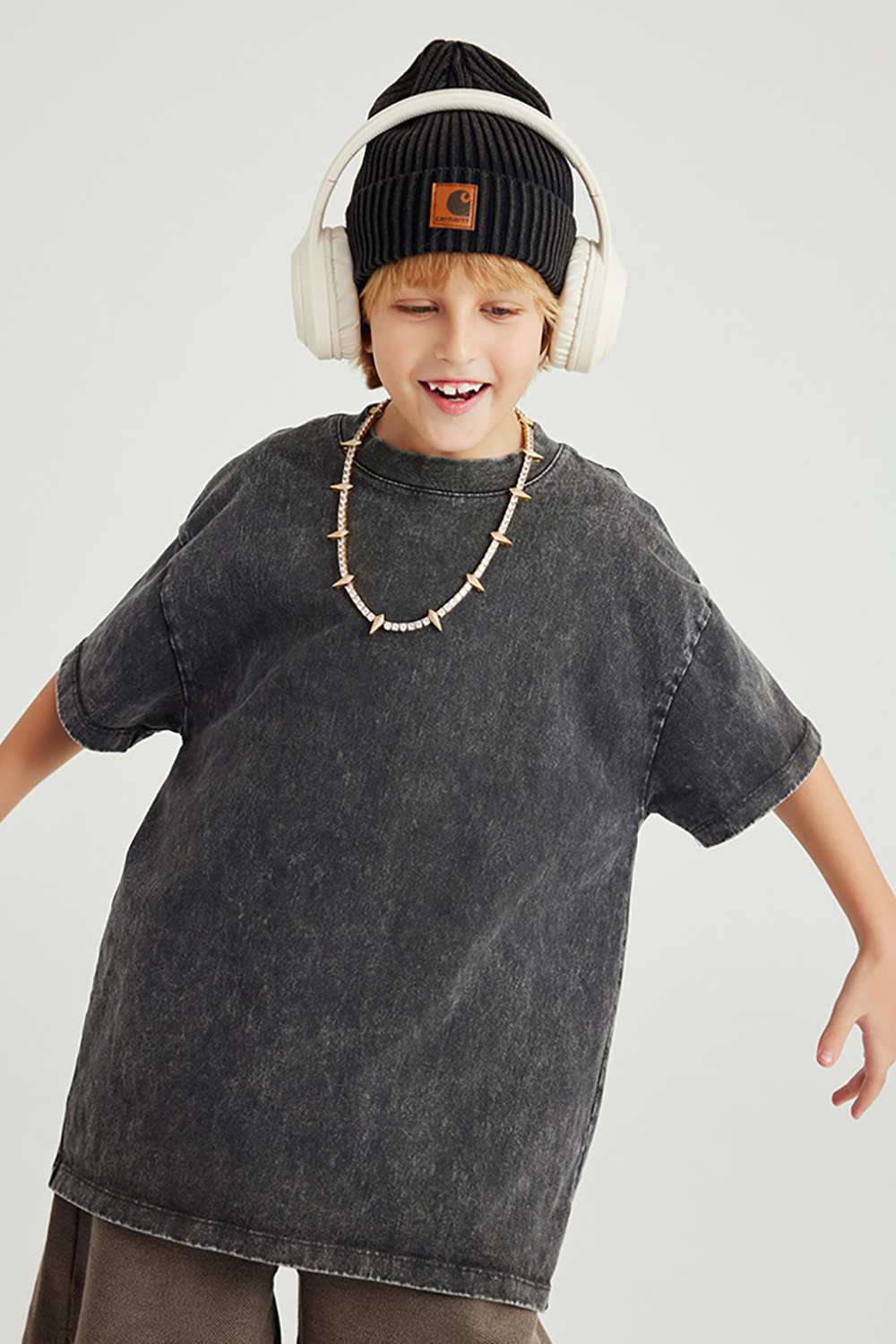 Kids' Euro-American Style Wax-Dyed Washed Tee - Spring/Summer Collection