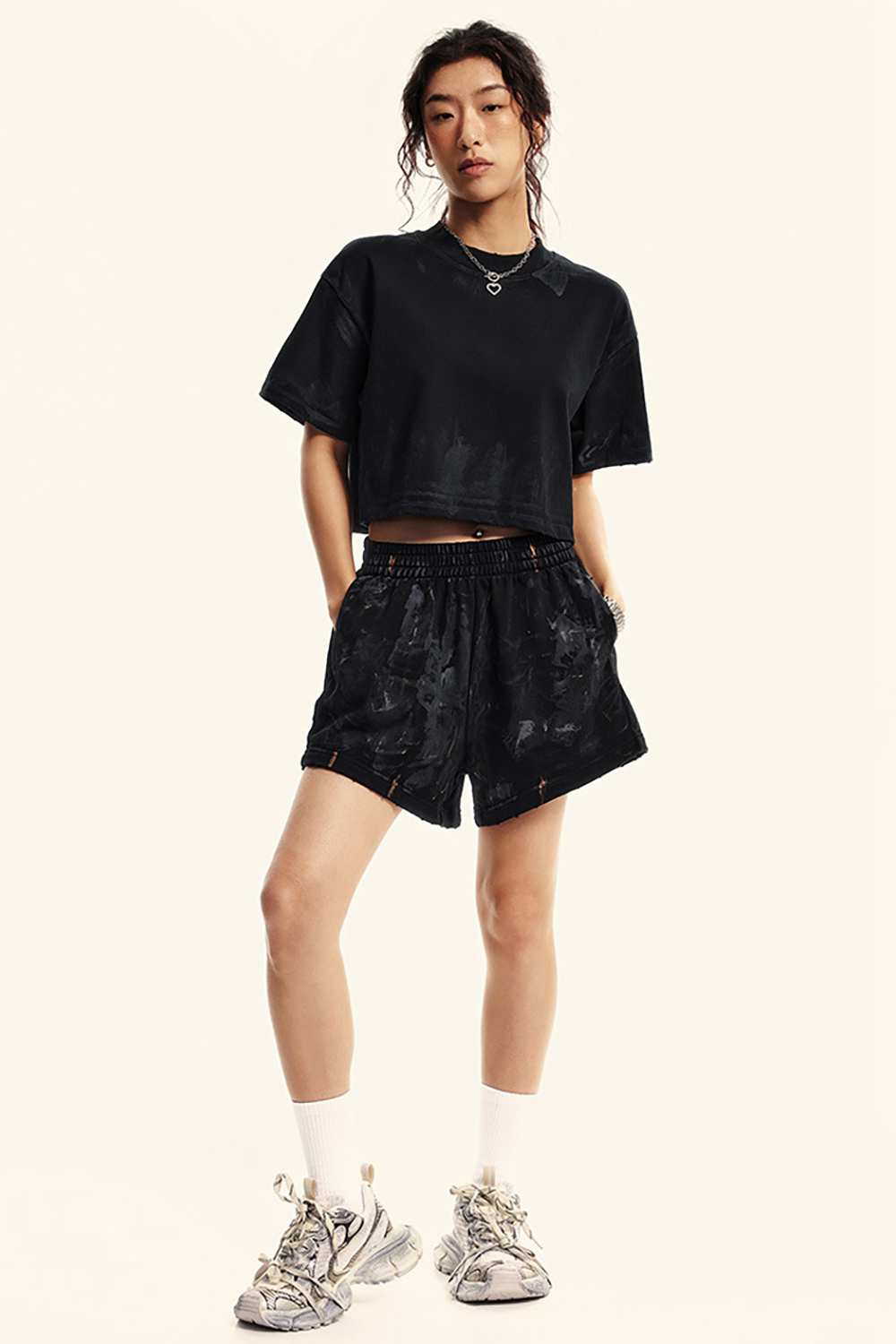 Vintage High-Waist Denim Shorts - Washed Retro Style for Streetwear