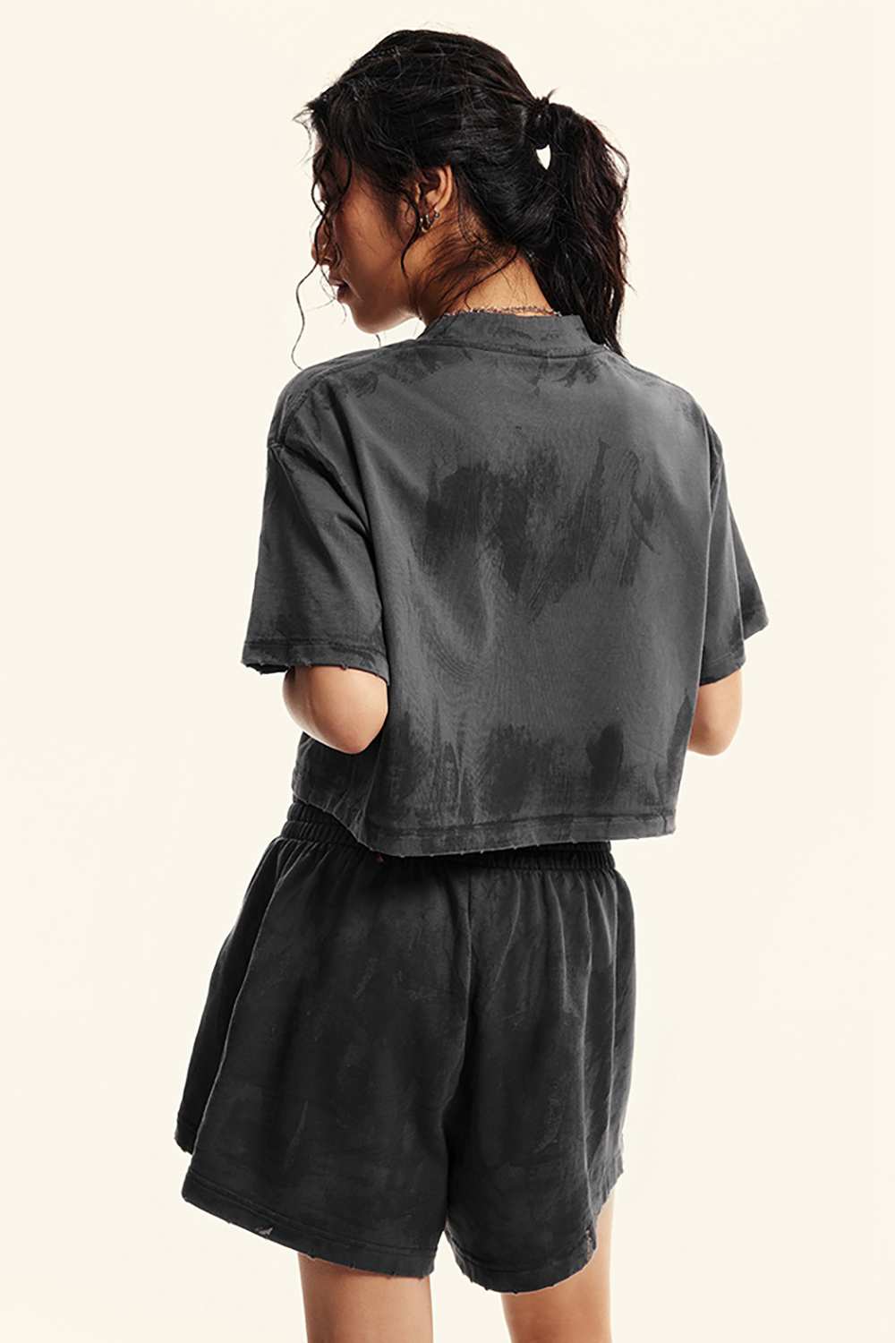 Vintage Mud-Dye Cropped Fitness Top - Sleeveless High Street Tee