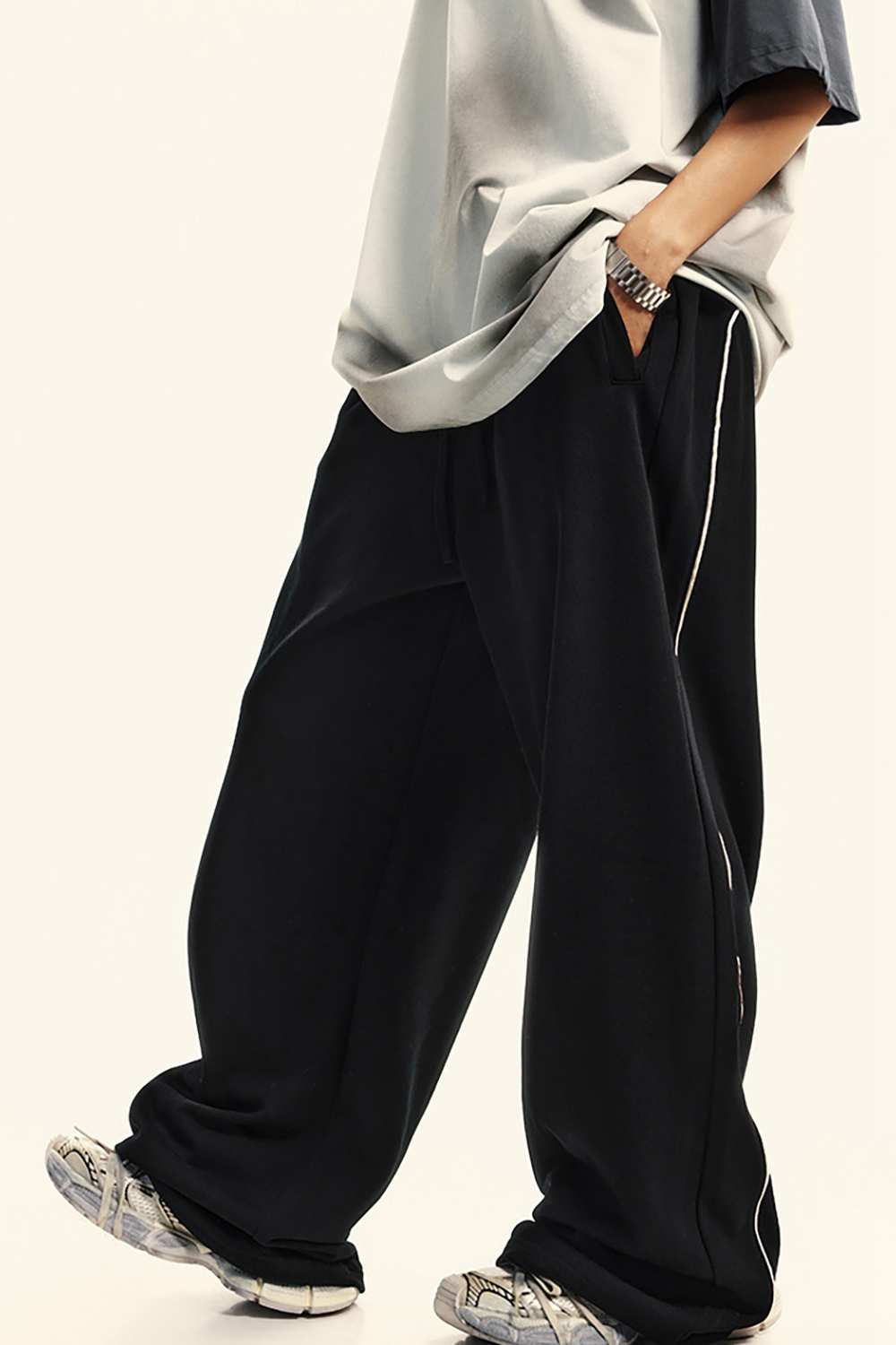 Unisex Vintage High Street Washed Wide-Leg Sweatpants - WearingLab