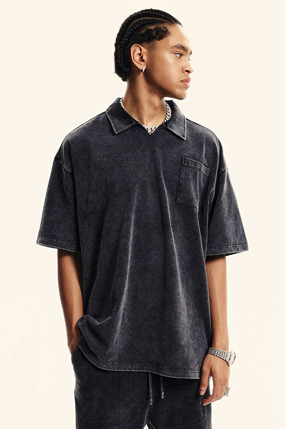 Distressed Vintage-Style Polo Shirt