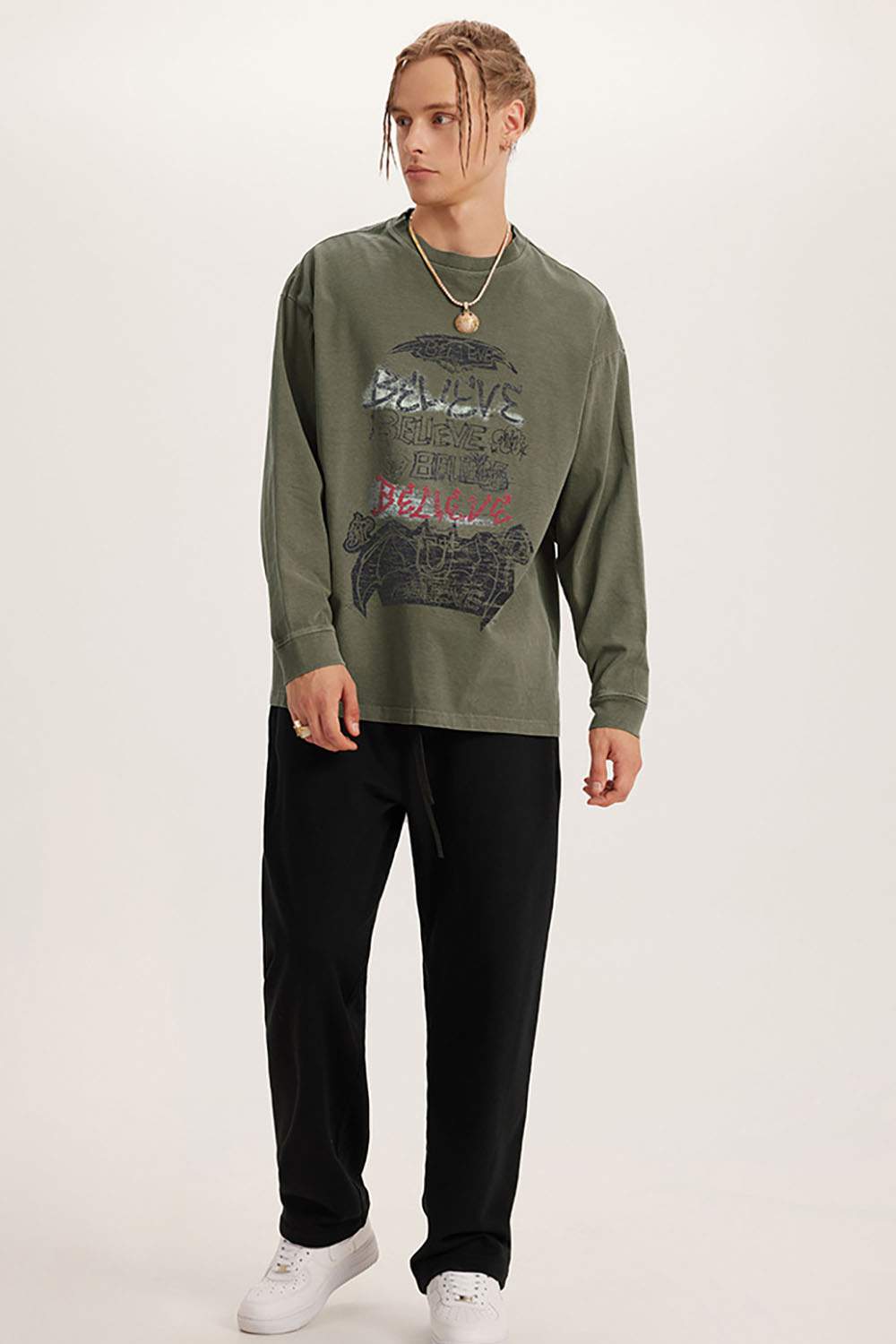 Street Style Washed Long Sleeve T-Shirt - Comfortable and Trendy