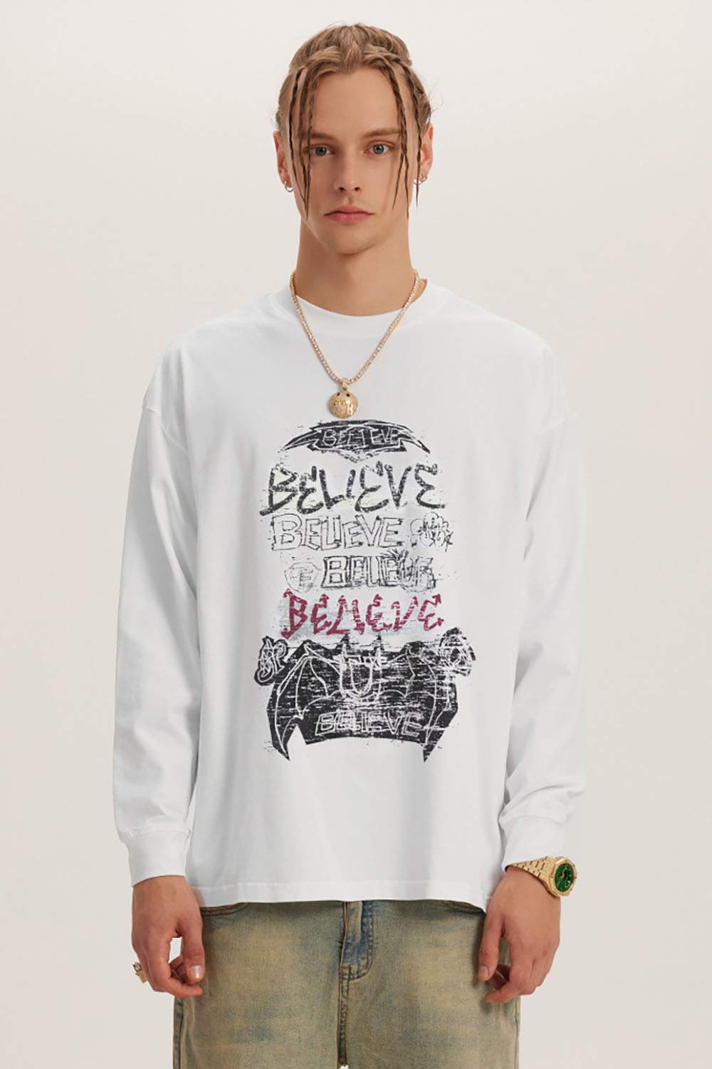 Street Style Washed Long Sleeve T-Shirt - Comfortable and Trendy