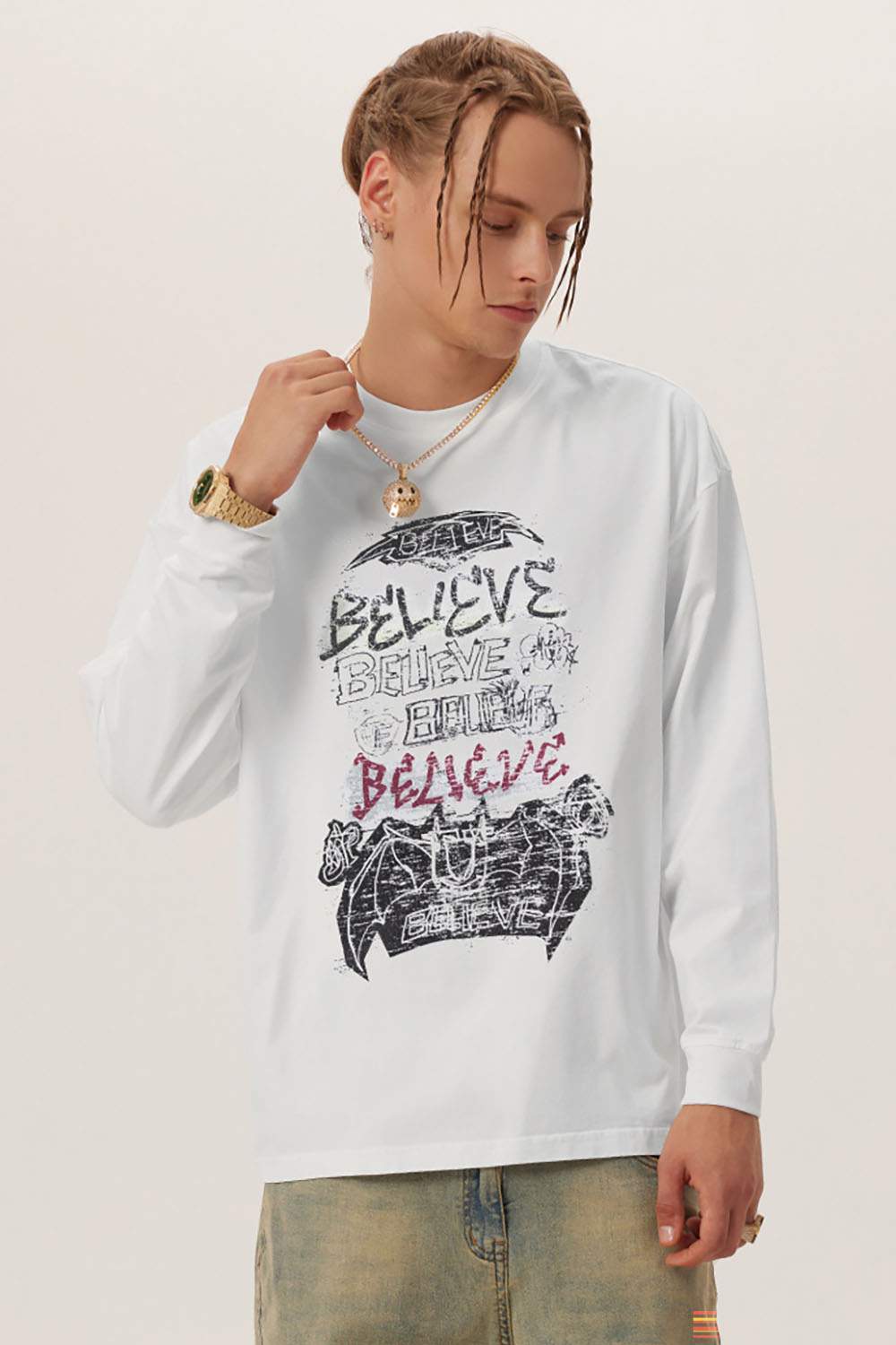 Street Style Washed Long Sleeve T-Shirt - Comfortable and Trendy