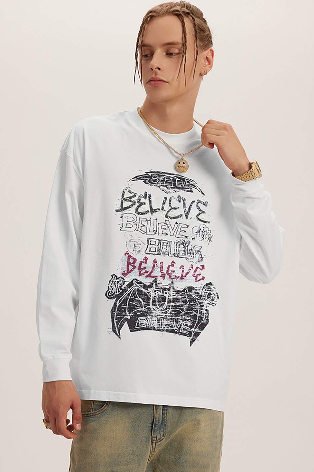 Street Style Washed Long Sleeve T-Shirt - Comfortable and Trendy