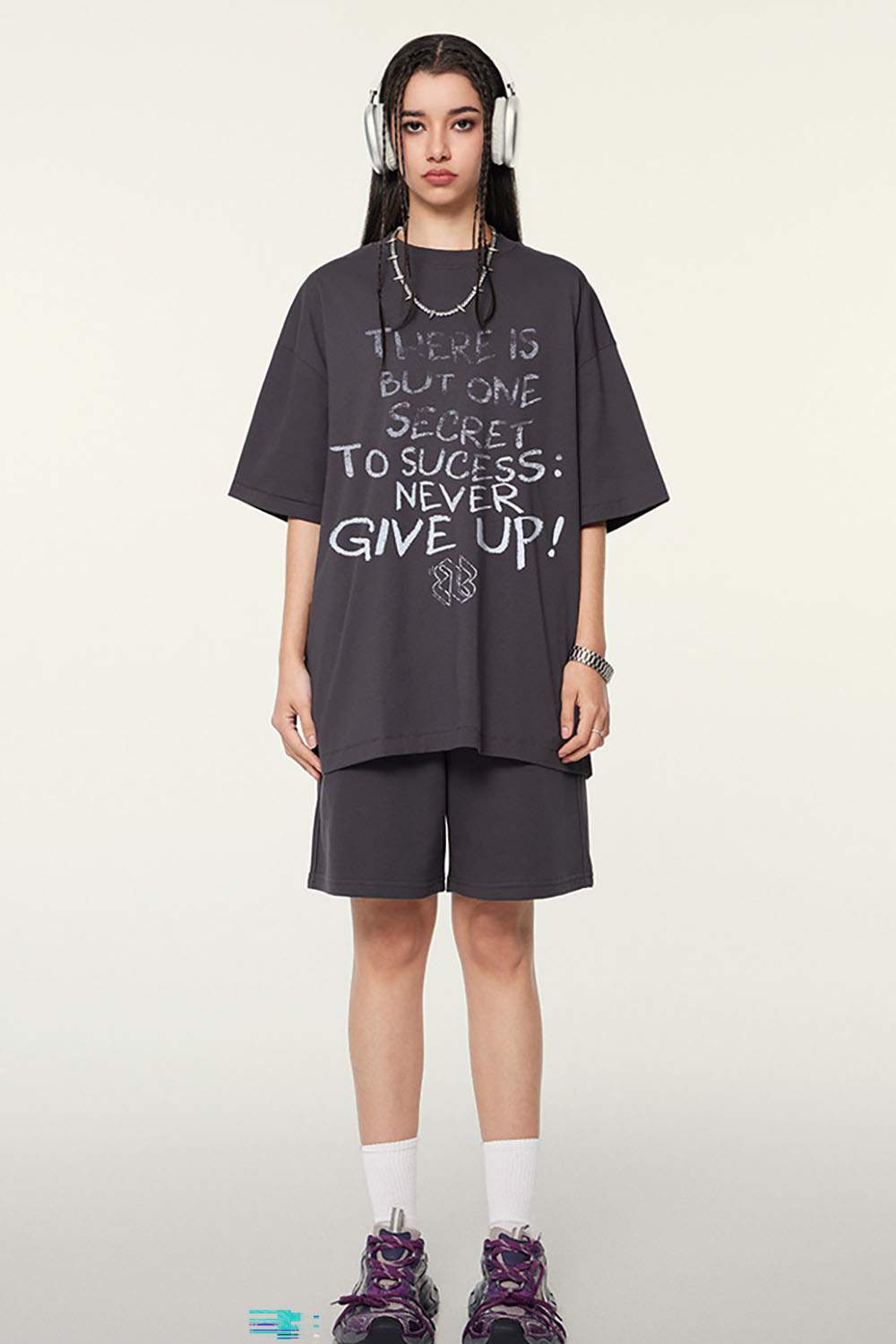 Hip-Hop Gradient Letter Short Sleeve T-Shirt