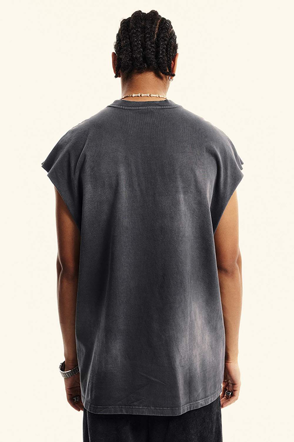 Street Style Gradient Sleeveless Vintage Washed Tank Top