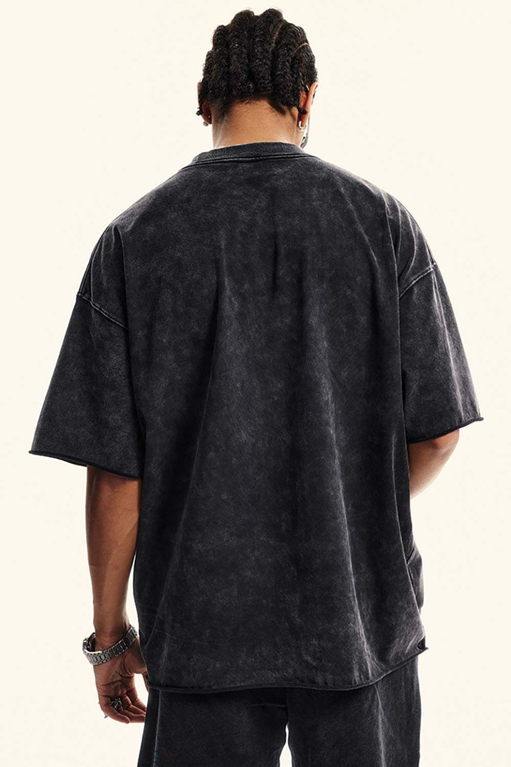 Street Style Washed Cotton Graphic Print Short Sleeve T-Shirt