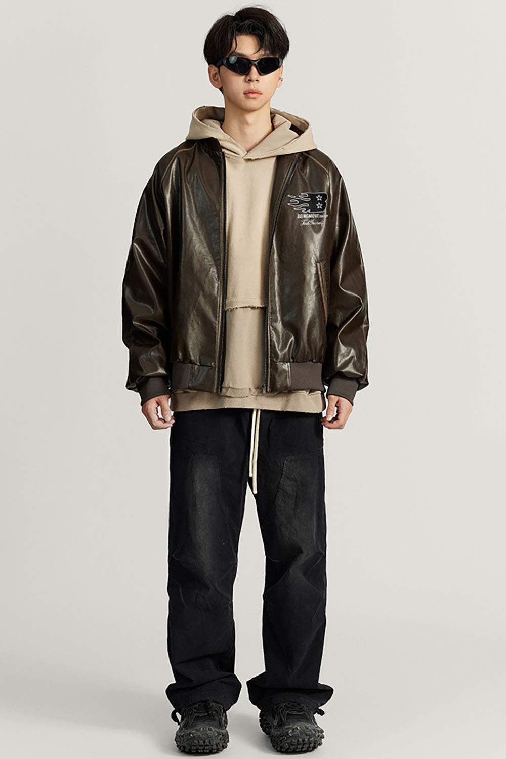 Vintage Distressed Leather Biker Jacket