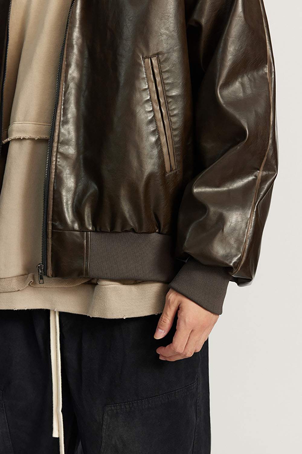 Vintage Distressed Leather Biker Jacket