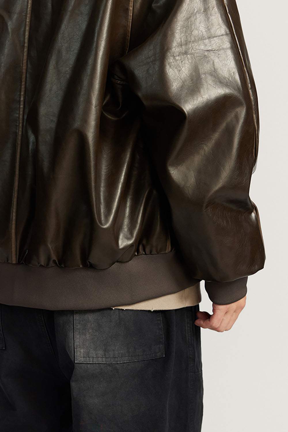 Vintage Distressed Leather Biker Jacket