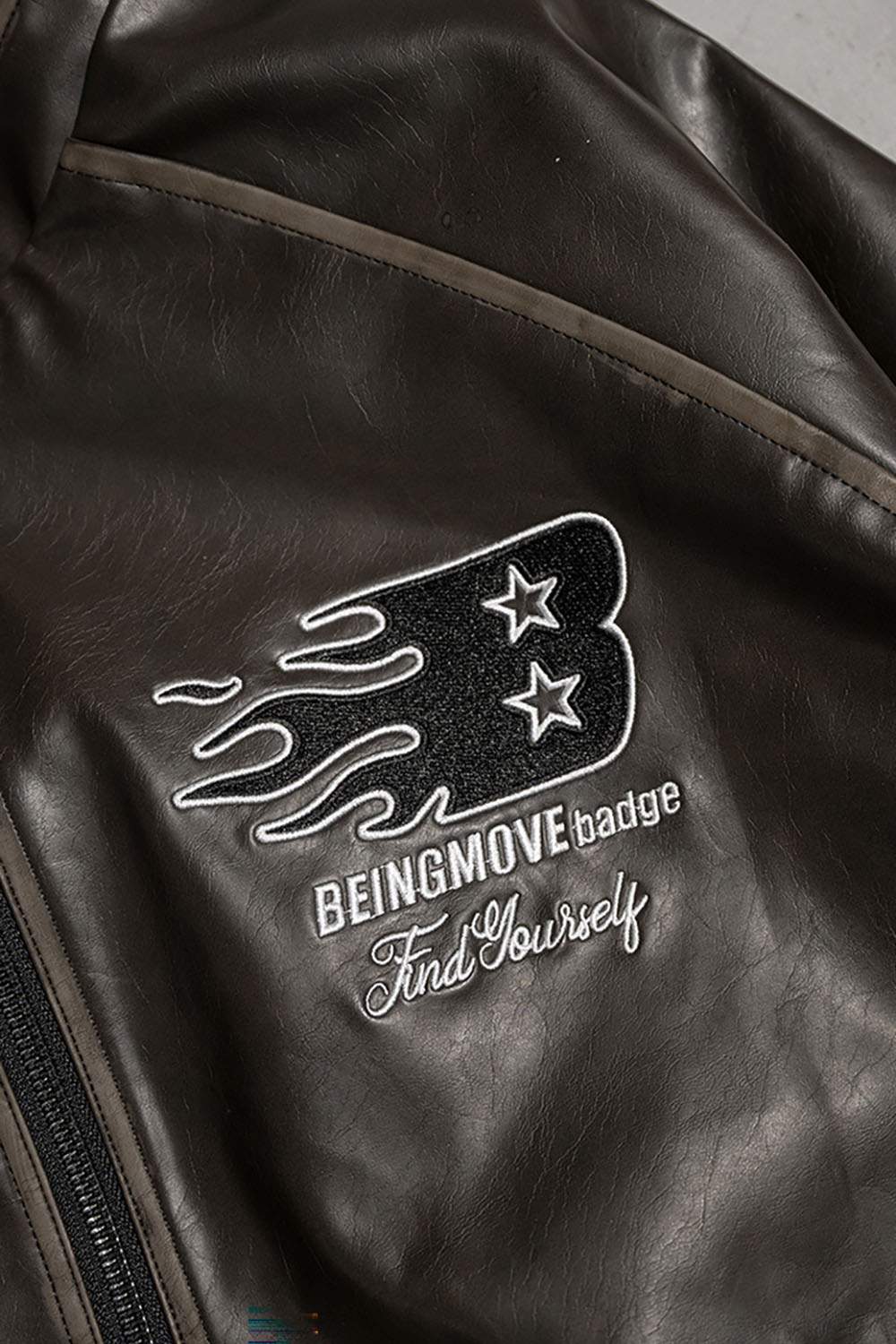 Vintage Distressed Leather Biker Jacket