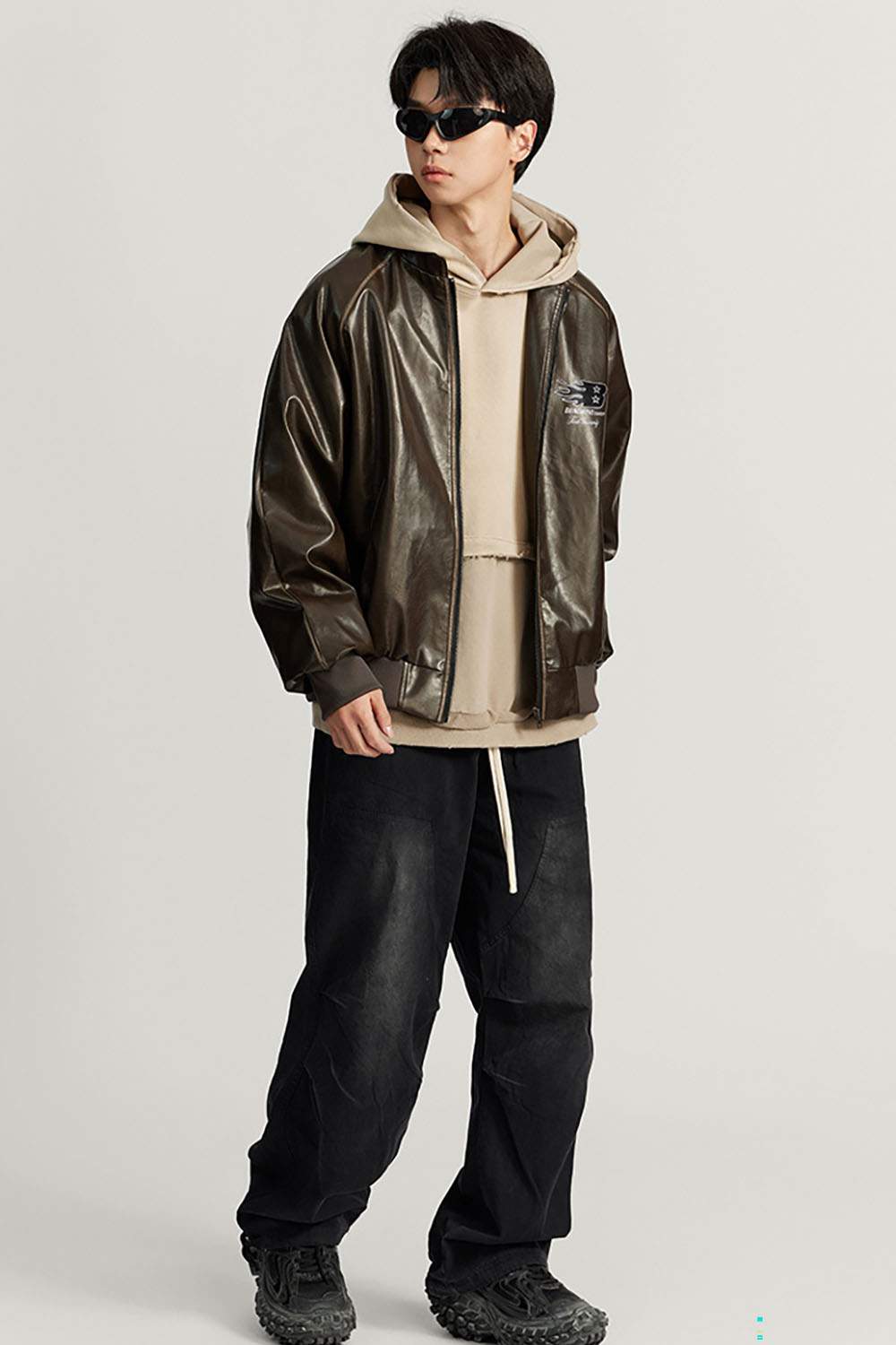 Vintage Distressed Leather Biker Jacket