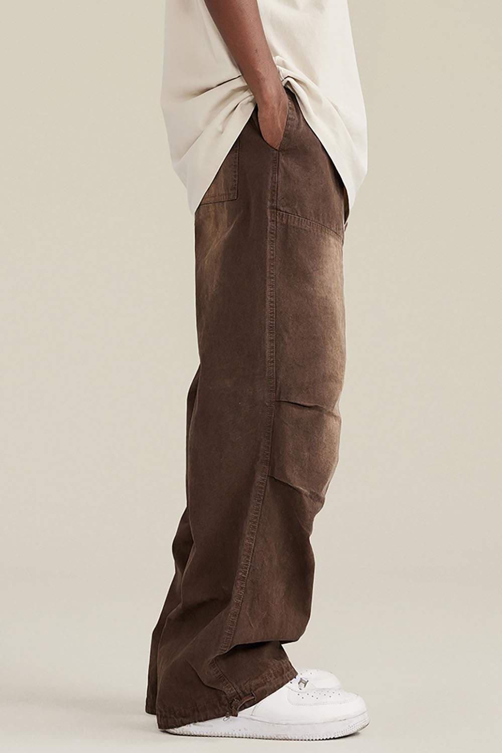Autumn Winter Washed Gradient Drawstring Jogger Work Pants