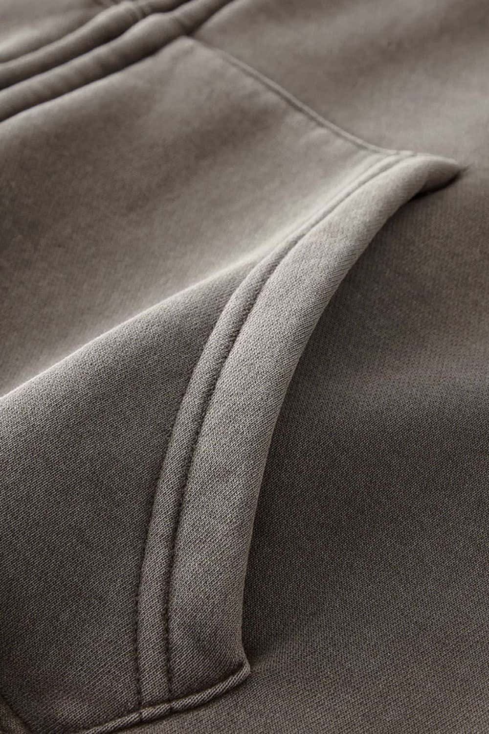 Vintage Washed Zip-Up Hoodie with Fleece Lining - Short Cropped Cardigan