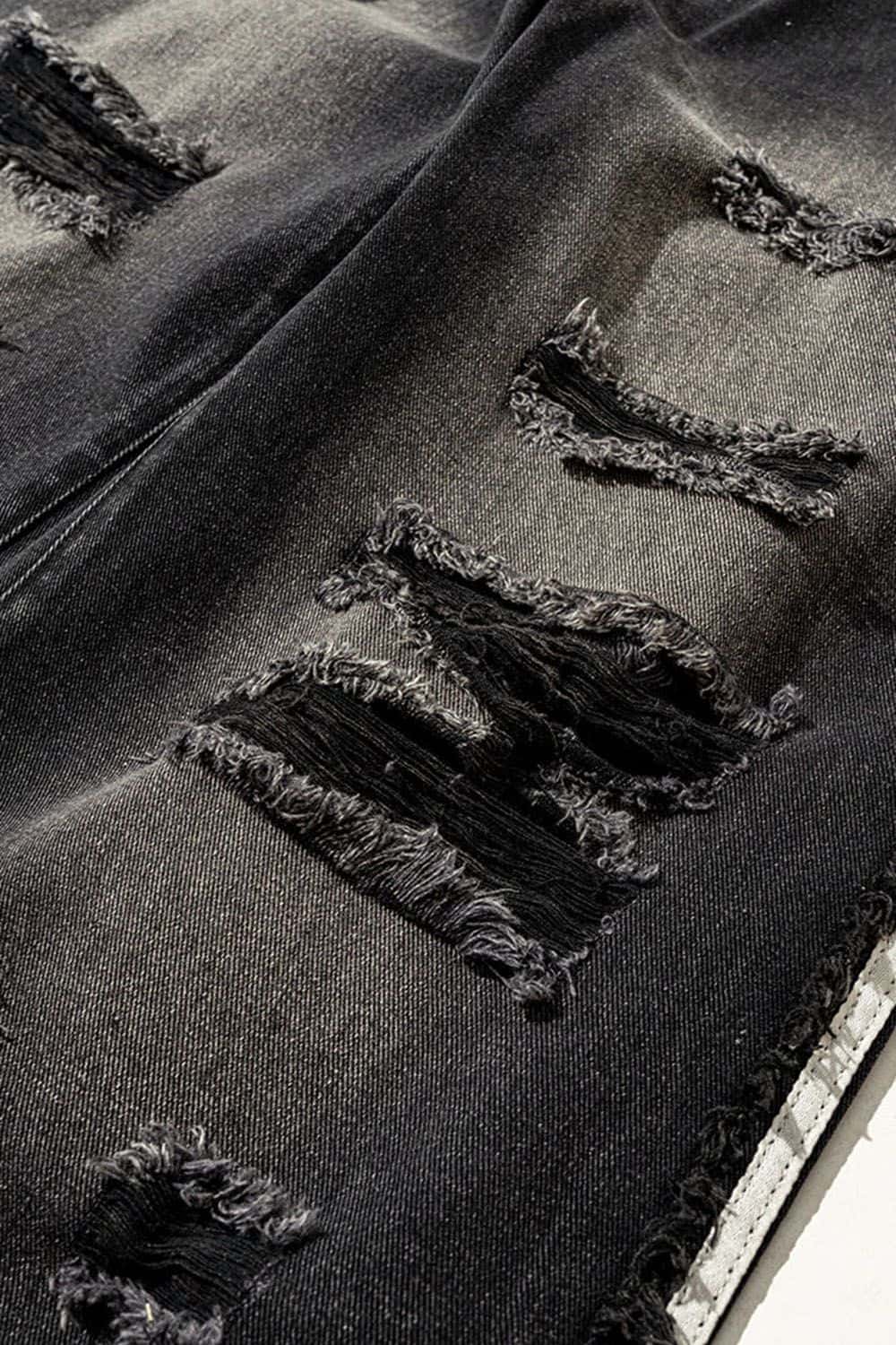 Distressed Wide-Leg Jeans with Sporty Side Stripes - Vintage Streetwear Essential