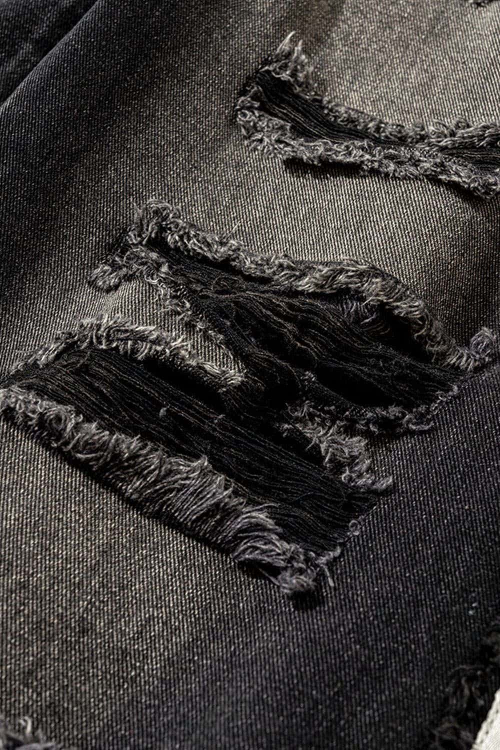 Distressed Wide-Leg Jeans with Sporty Side Stripes - Vintage Streetwear Essential