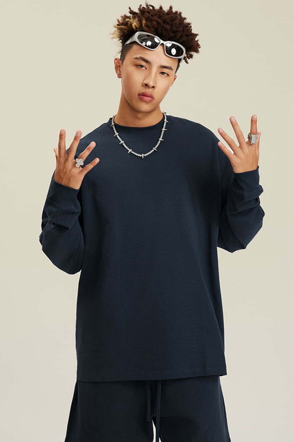 Pure Cotton Loose Long-Sleeve T-Shirt