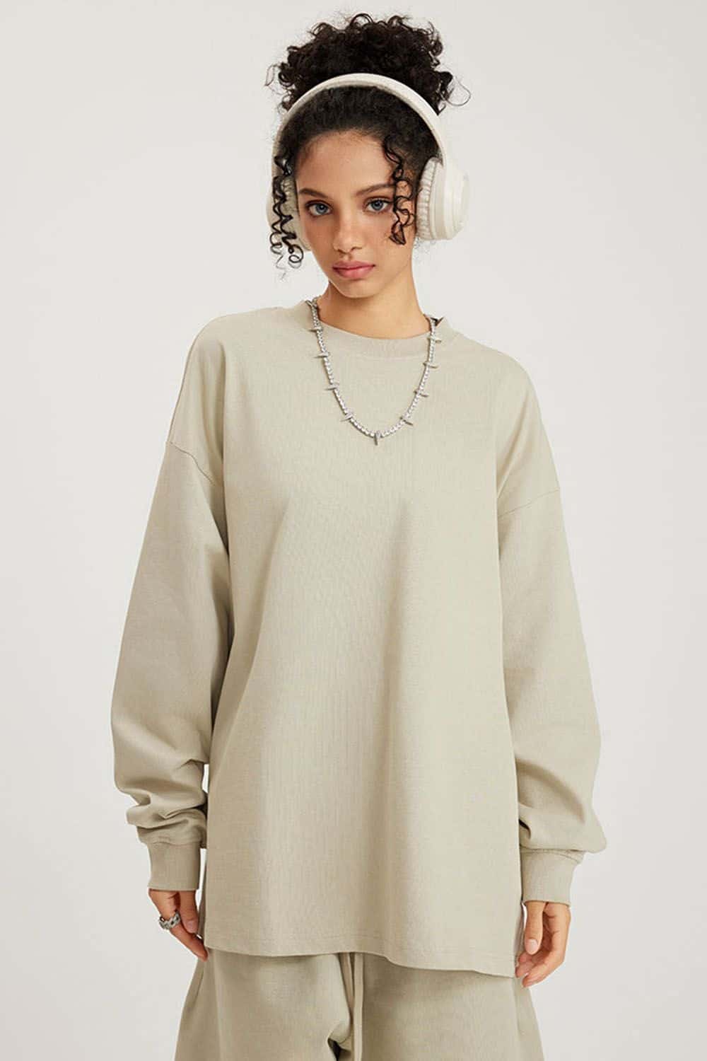 Pure Cotton Loose Long-Sleeve T-Shirt