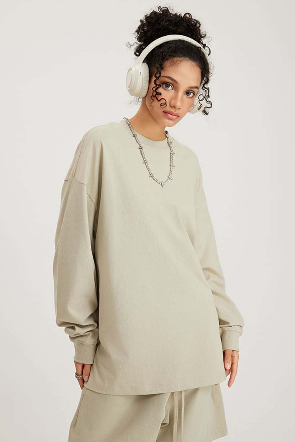 Pure Cotton Loose Long-Sleeve T-Shirt