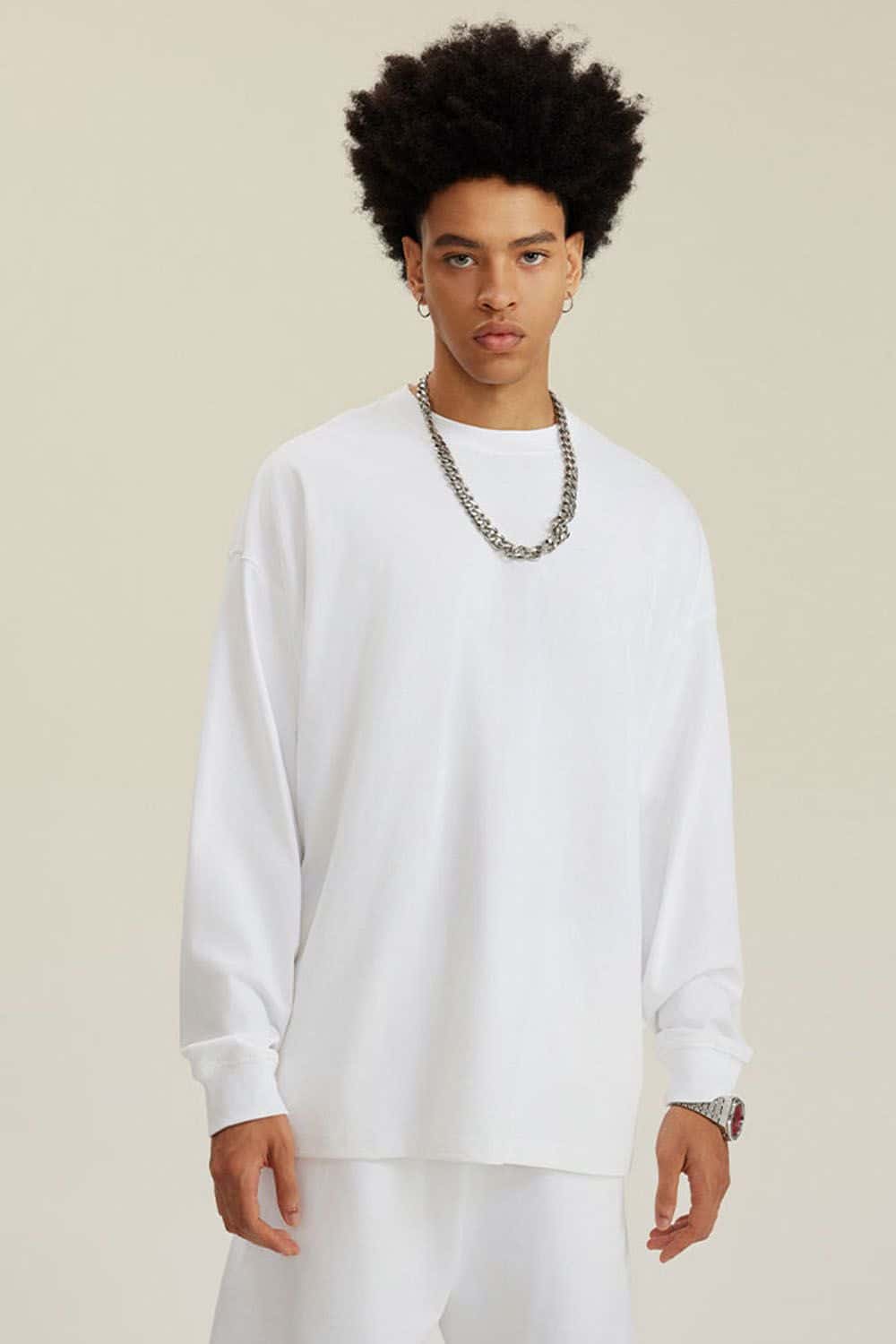 Pure Cotton Loose Long-Sleeve T-Shirt