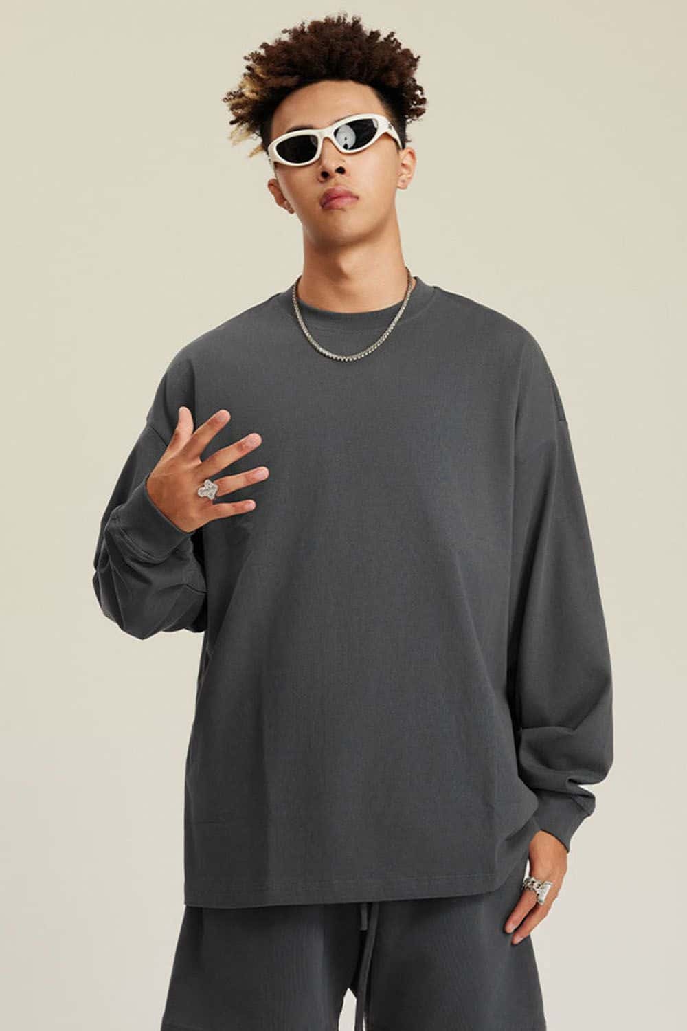 Pure Cotton Loose Long-Sleeve T-Shirt