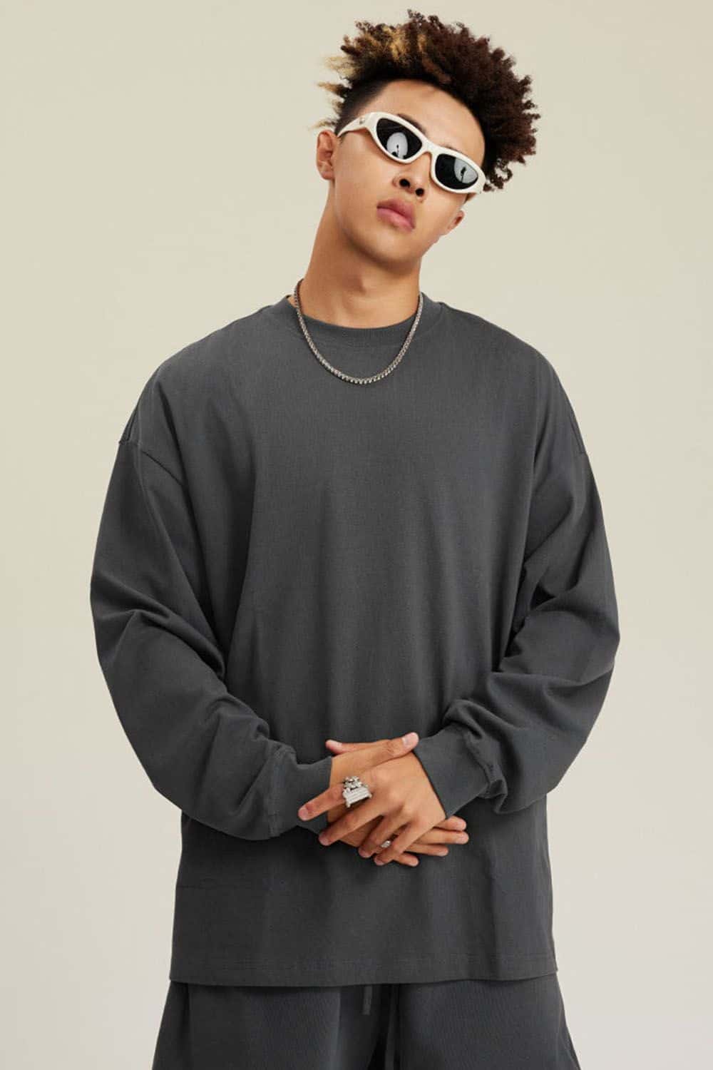 Pure Cotton Loose Long-Sleeve T-Shirt