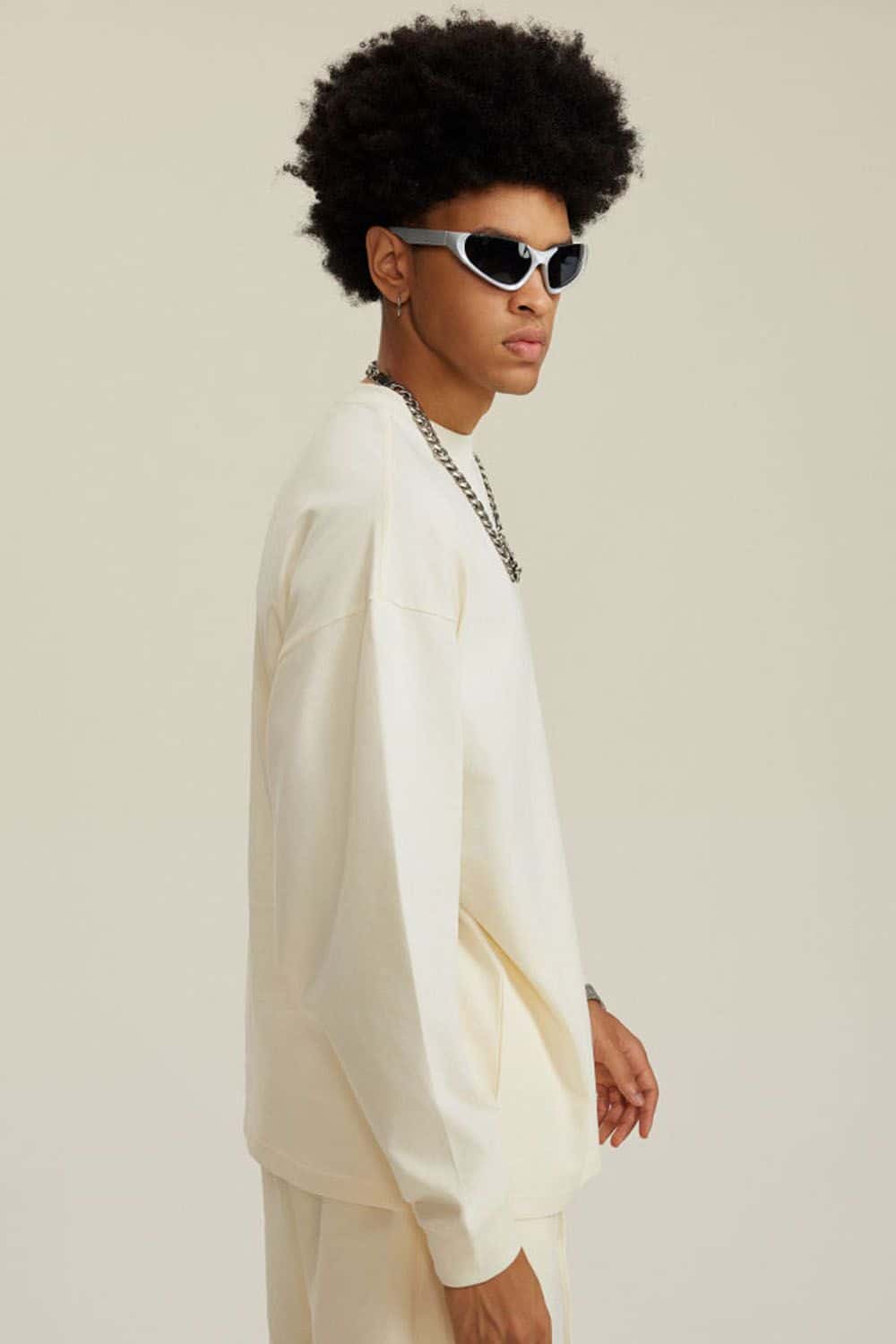 Pure Cotton Loose Long-Sleeve T-Shirt