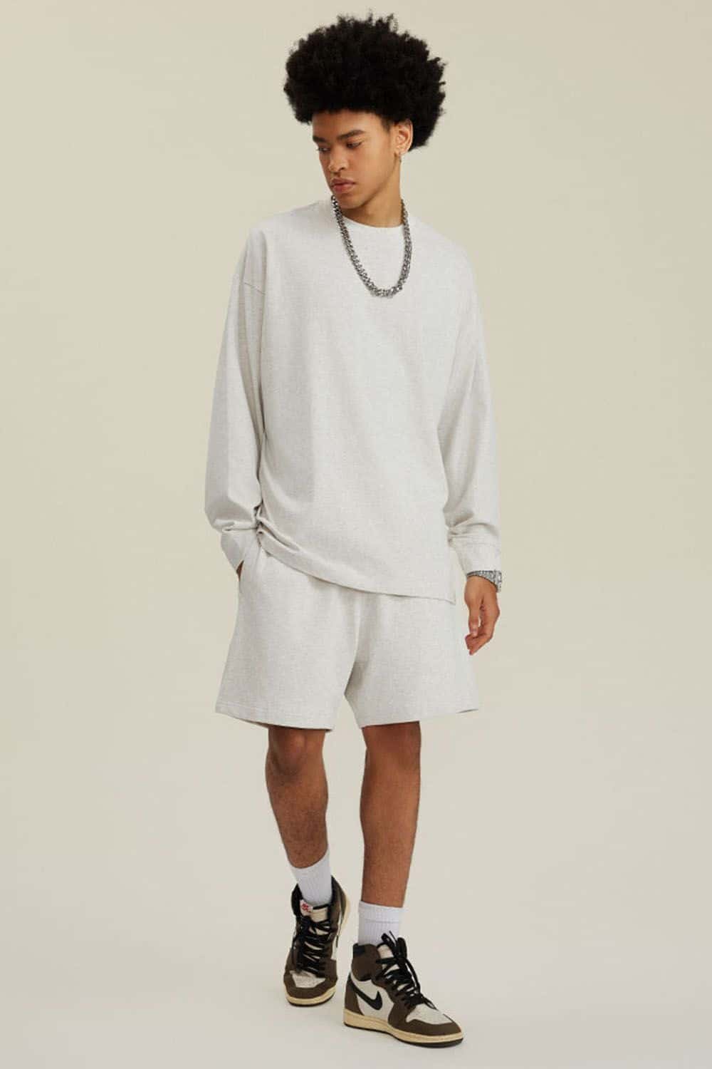 Pure Cotton Loose Long-Sleeve T-Shirt