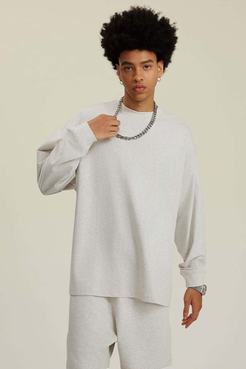 Pure Cotton Loose Long-Sleeve T-Shirt