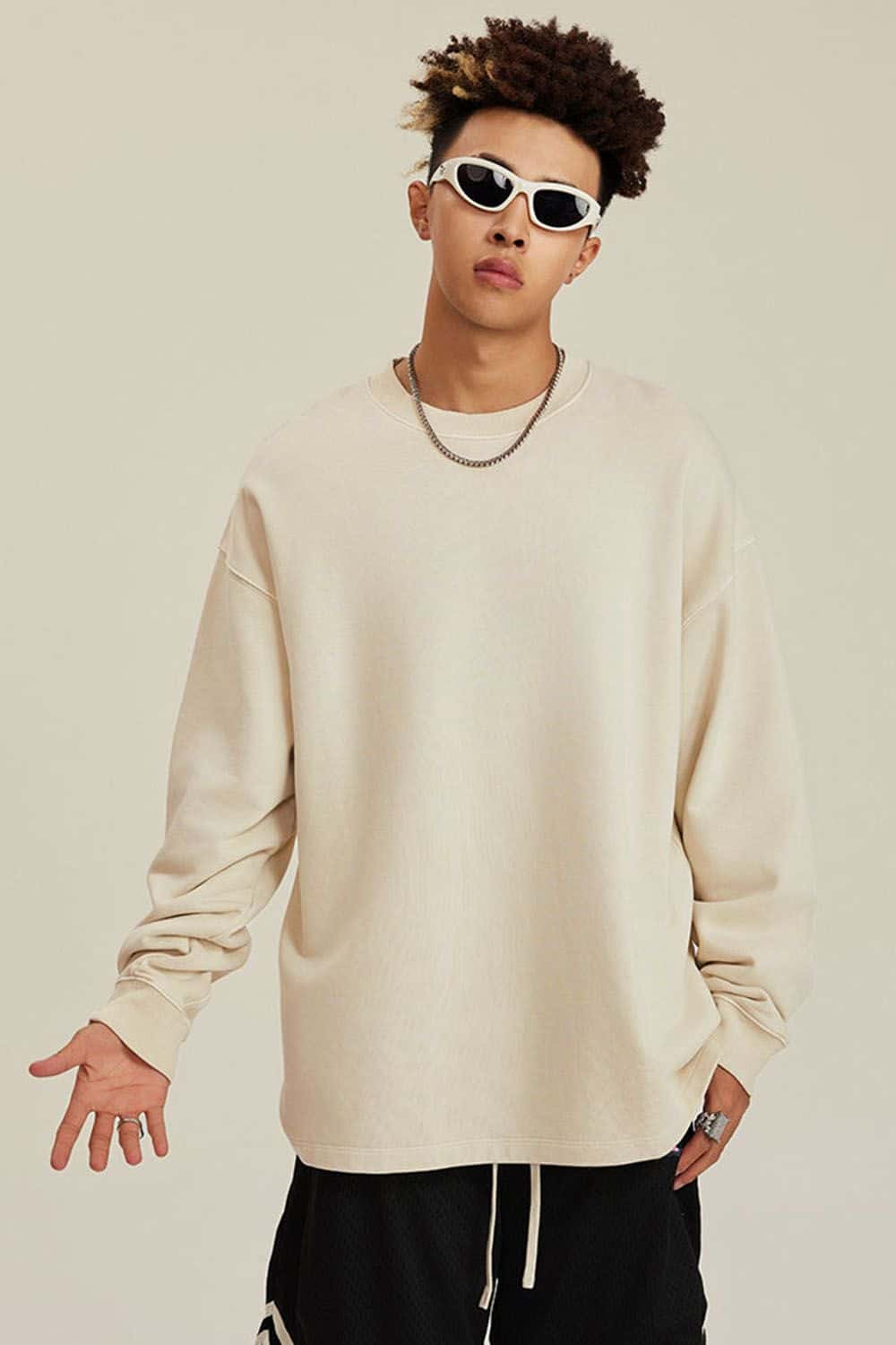 460G Heavyweight Washed Long-Sleeve T-Shirt with Split Hem