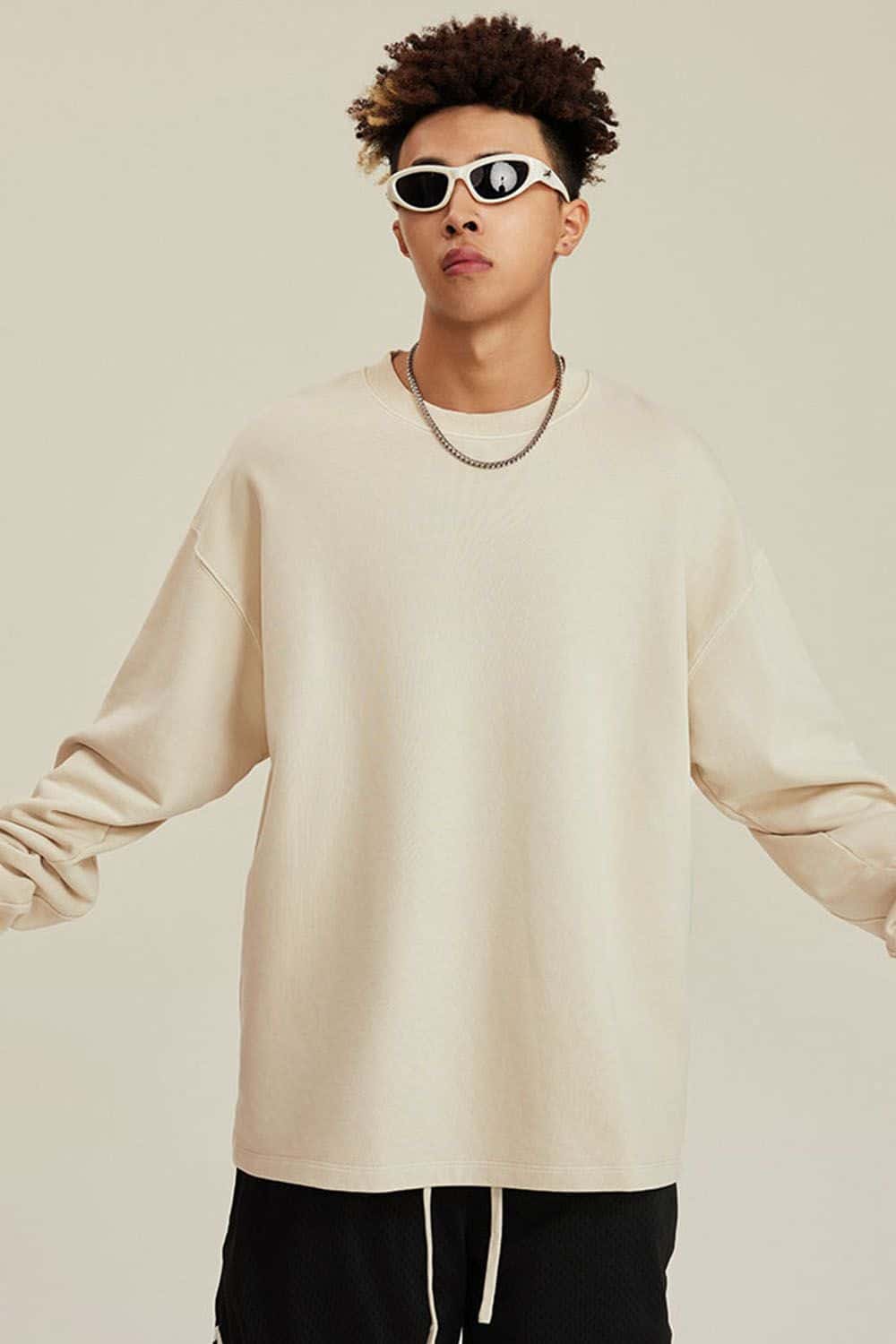 460G Heavyweight Washed Long-Sleeve T-Shirt with Split Hem