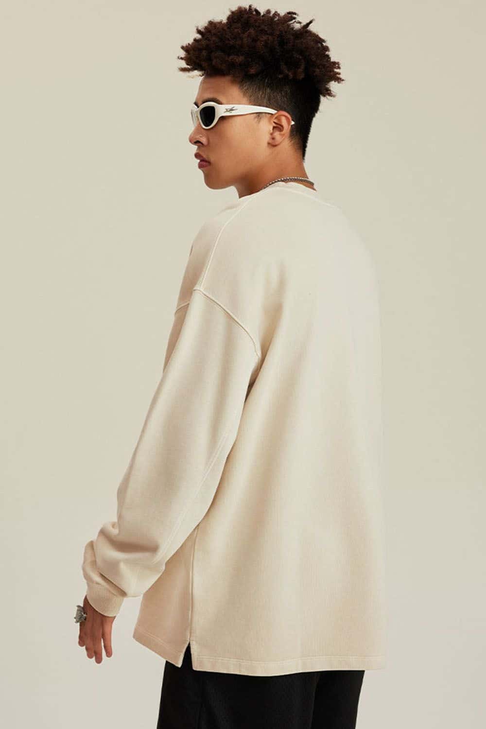 460G Heavyweight Washed Long-Sleeve T-Shirt with Split Hem