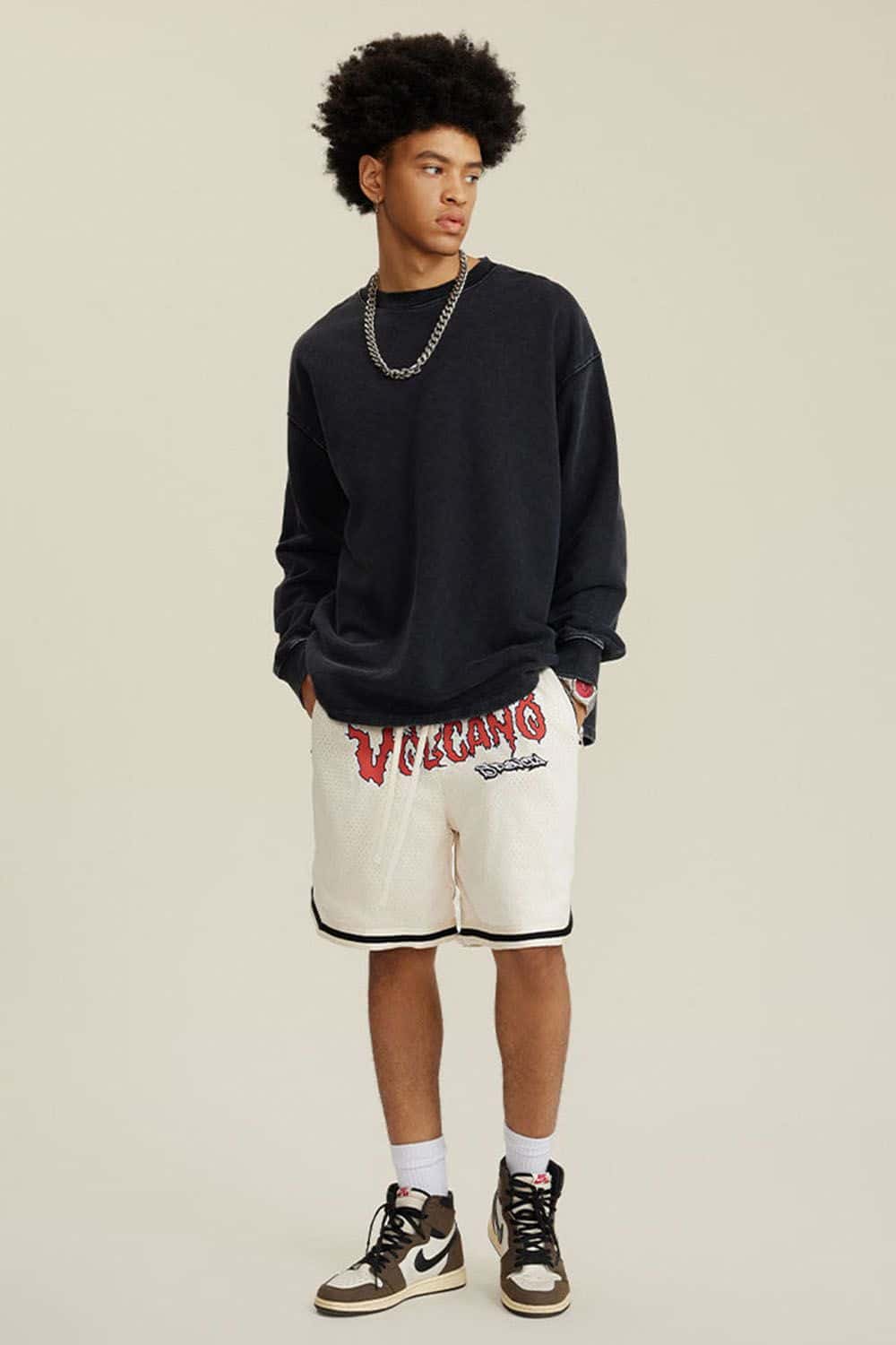 460G Heavyweight Washed Long-Sleeve T-Shirt with Split Hem